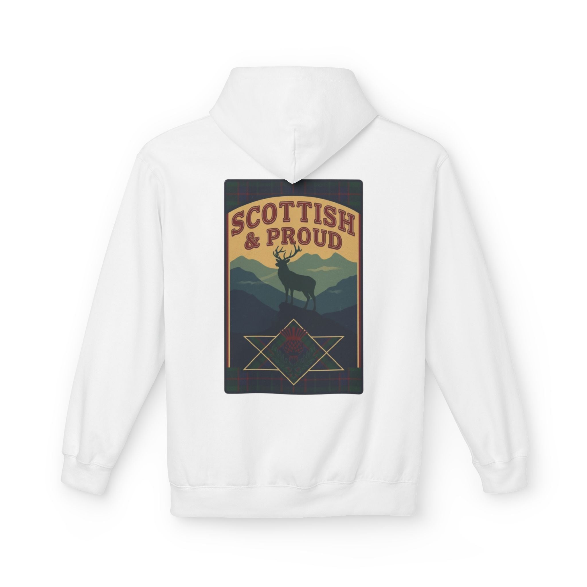 Scottish Hoodie — "Scottish & Proud" Vintage Stag Graphic Pullover