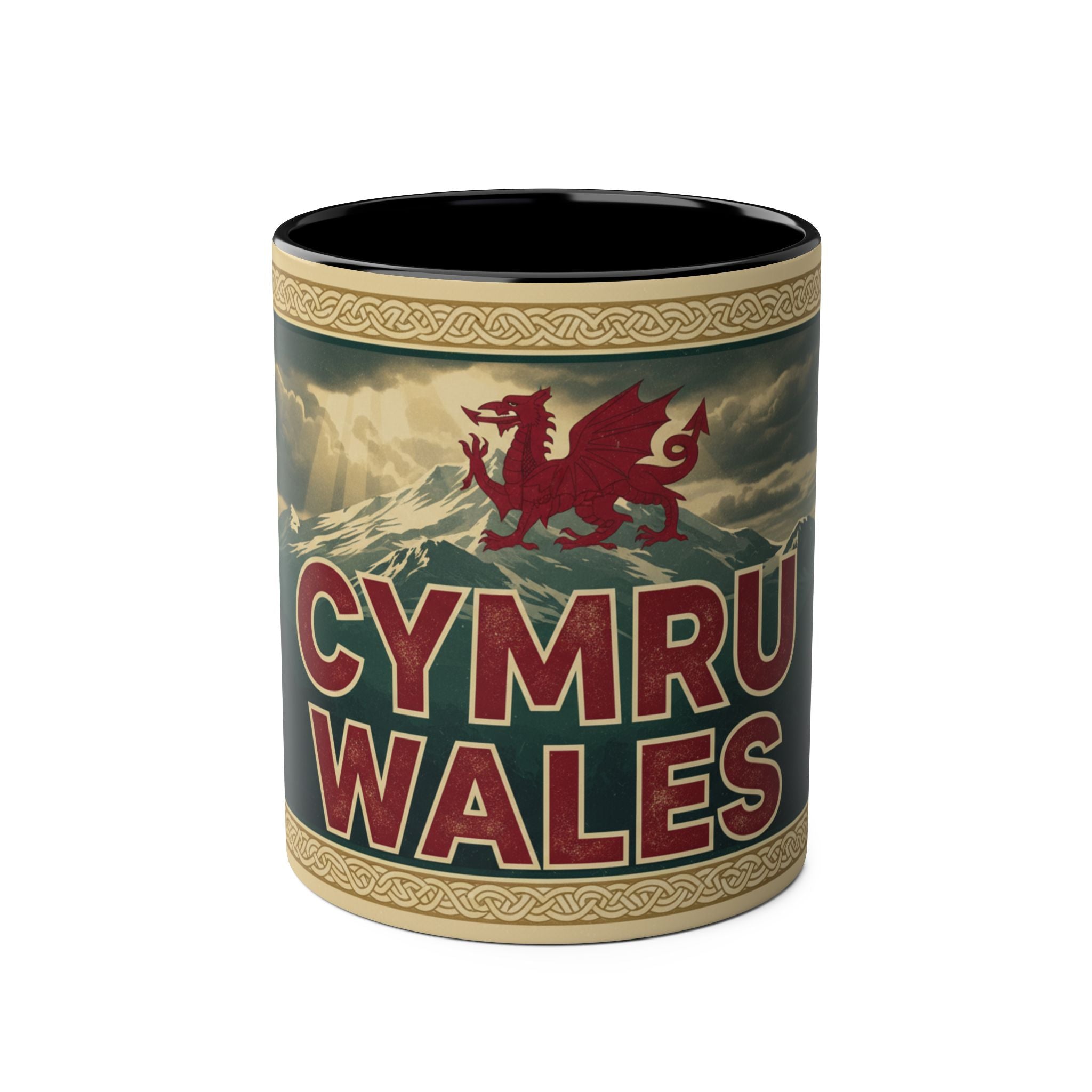 Cymru Wales Coffee Mug — Red Two-Tone 11oz Welsh Dragon Mug