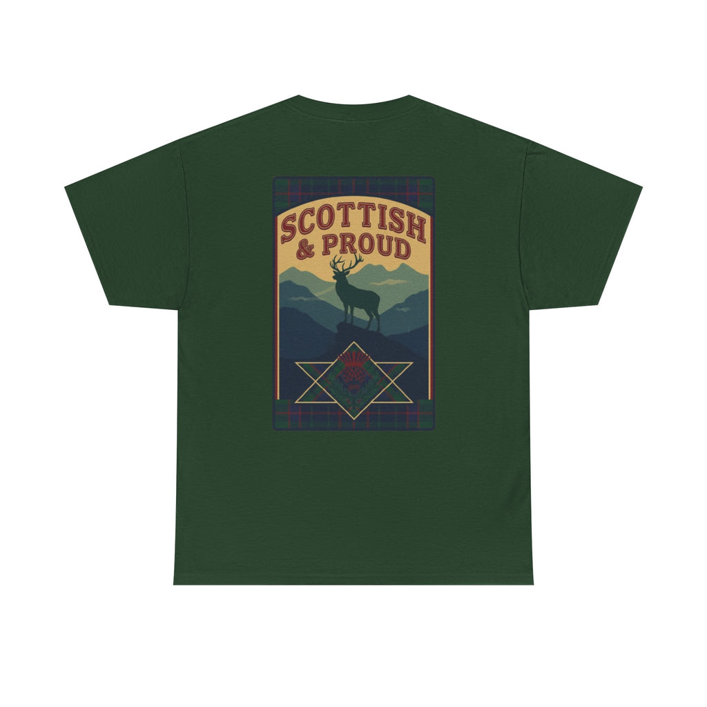 Scottish & Proud T‑Shirt — Retro Stag Scotland Flag Tee