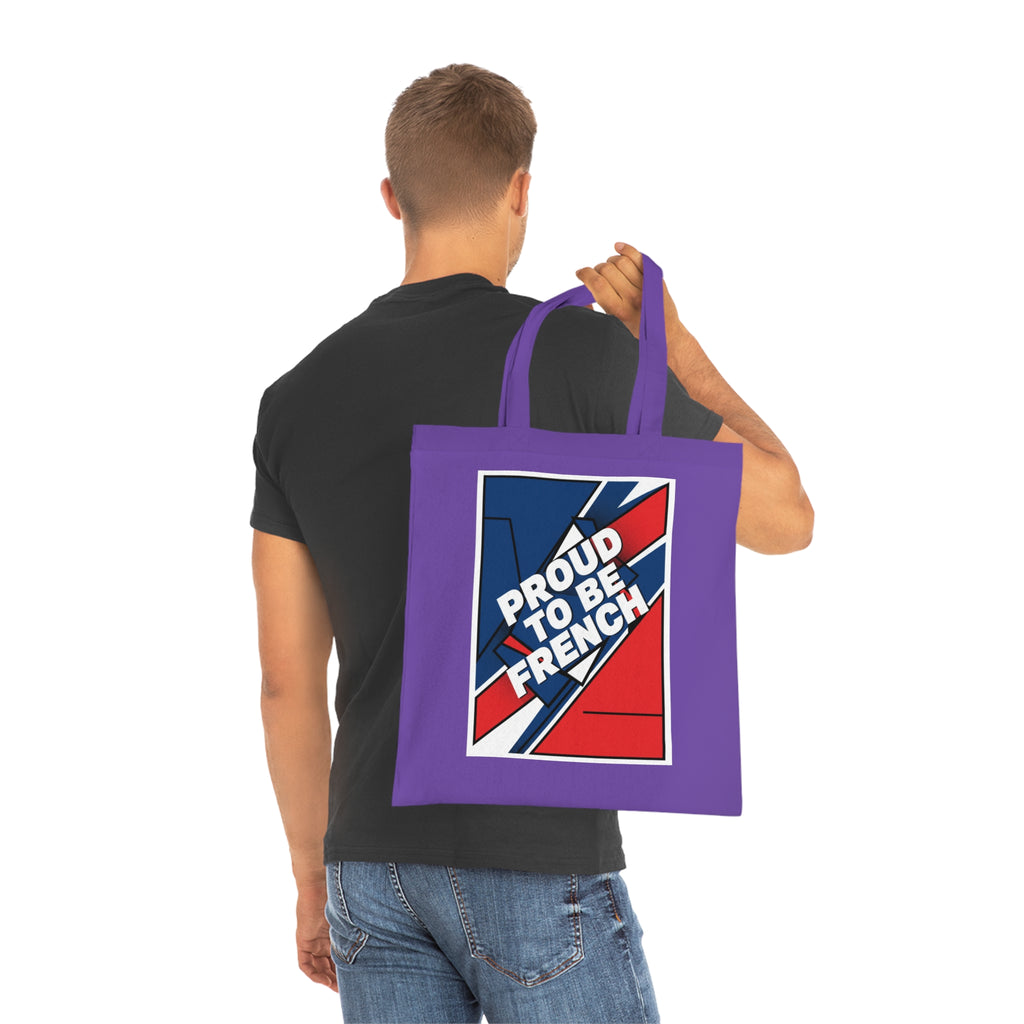 Proud to Be French Cotton Tote Bag — Blue & Red Patriotic Market Bag