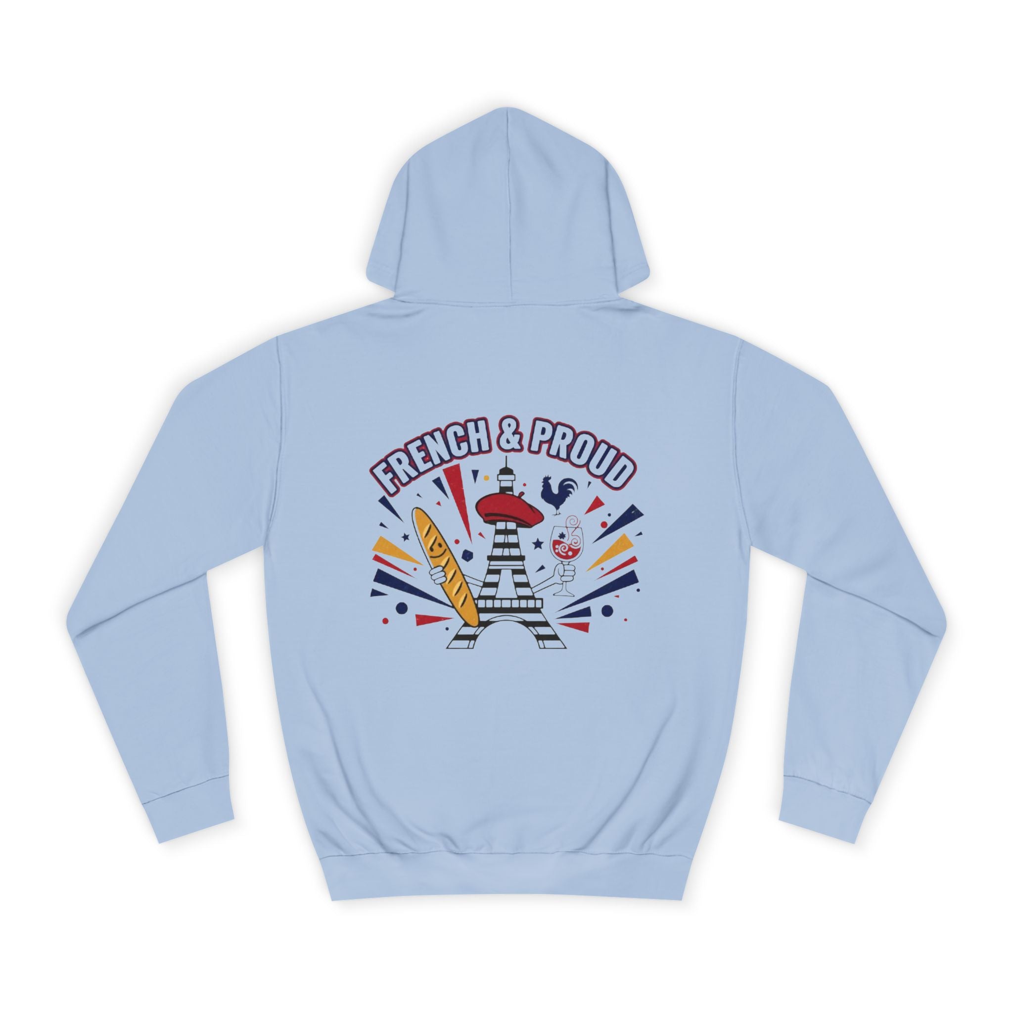 French & Proud College Hoodie — Baguette, Eiffel Tower Graphic Hoodie