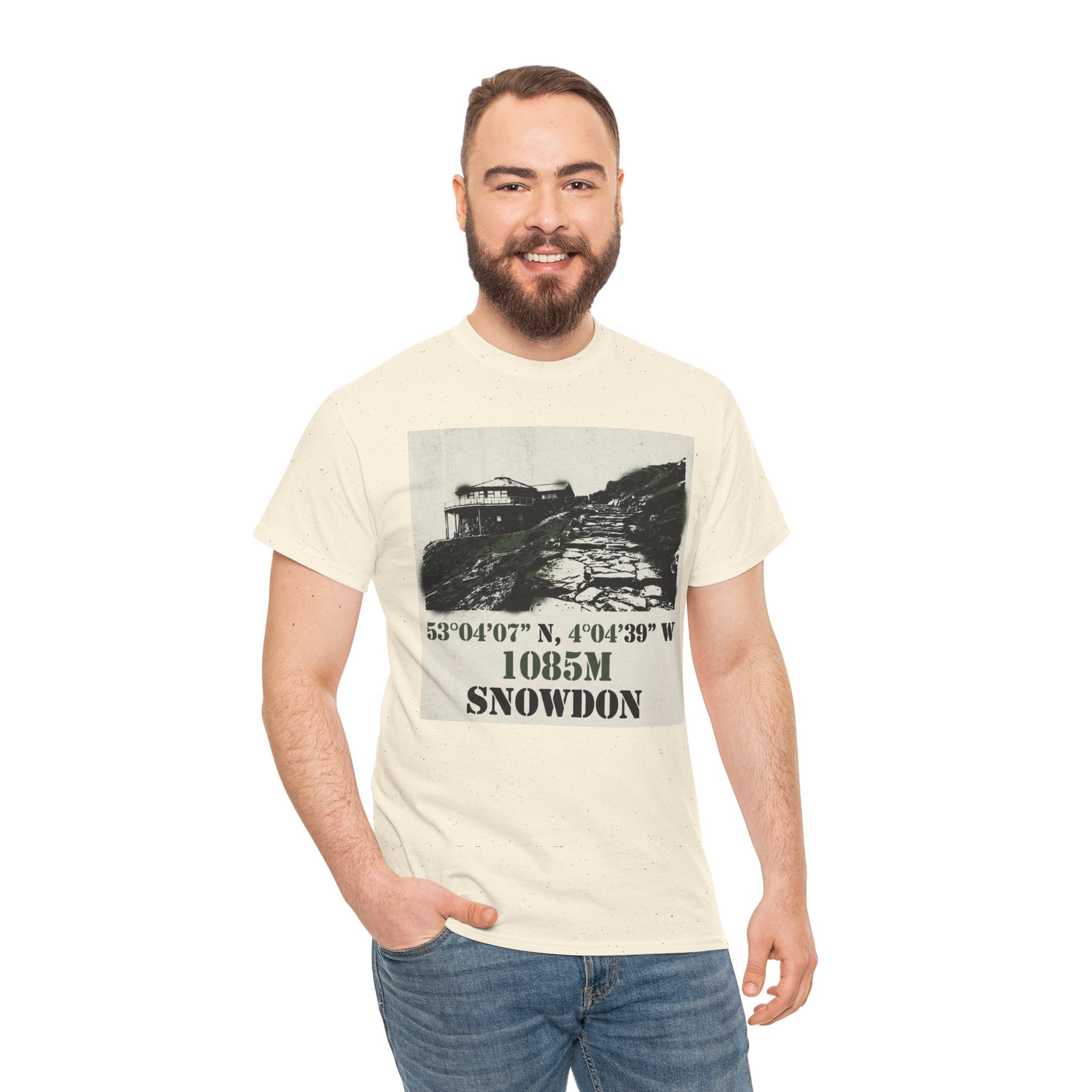 Snowdon 1085m Vintage Summit Tee — Mountain Coordinates Graphic T‑Shirt