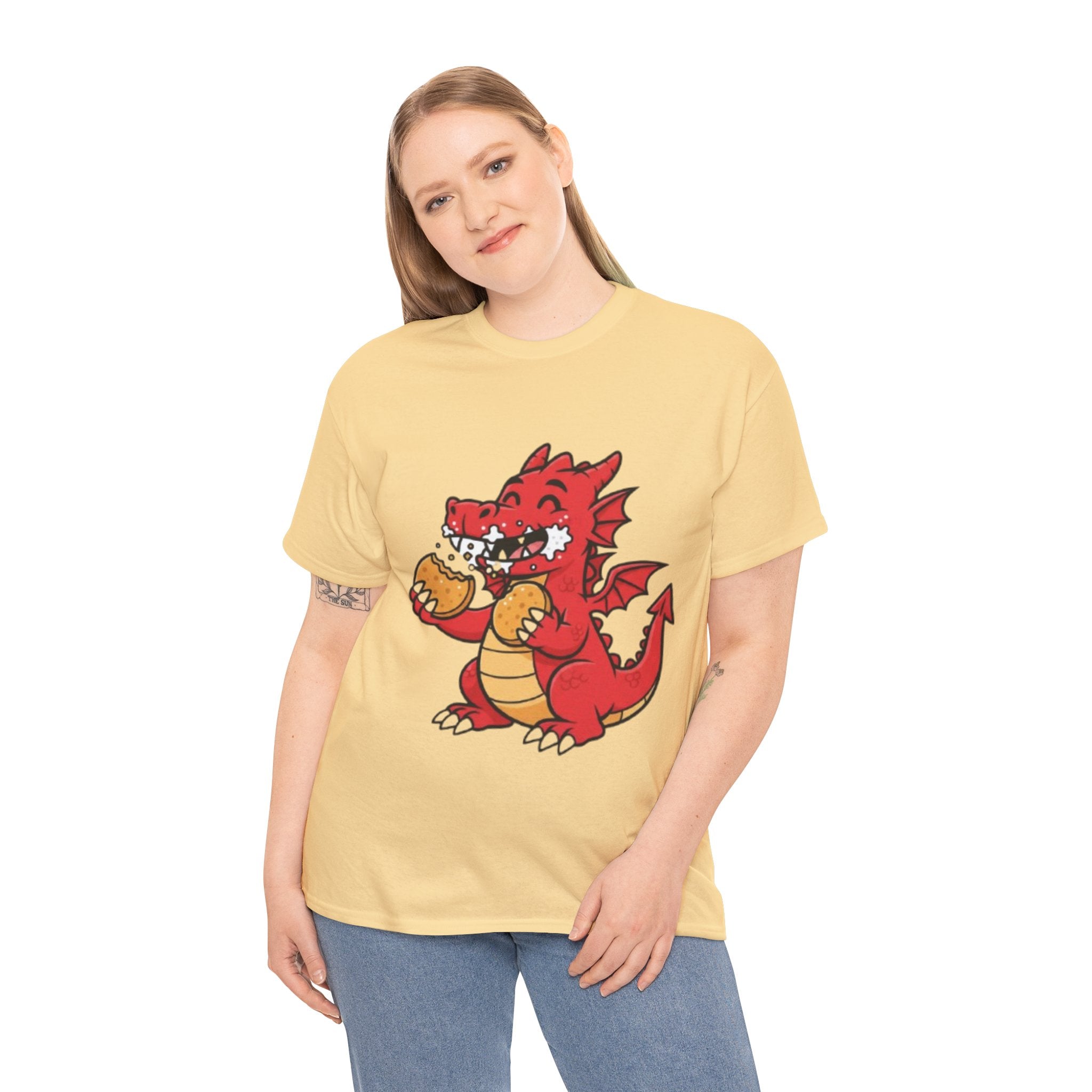 Red Dragon Eating Tacos T-Shirt — Cute Cartoon Taco Lover Tee