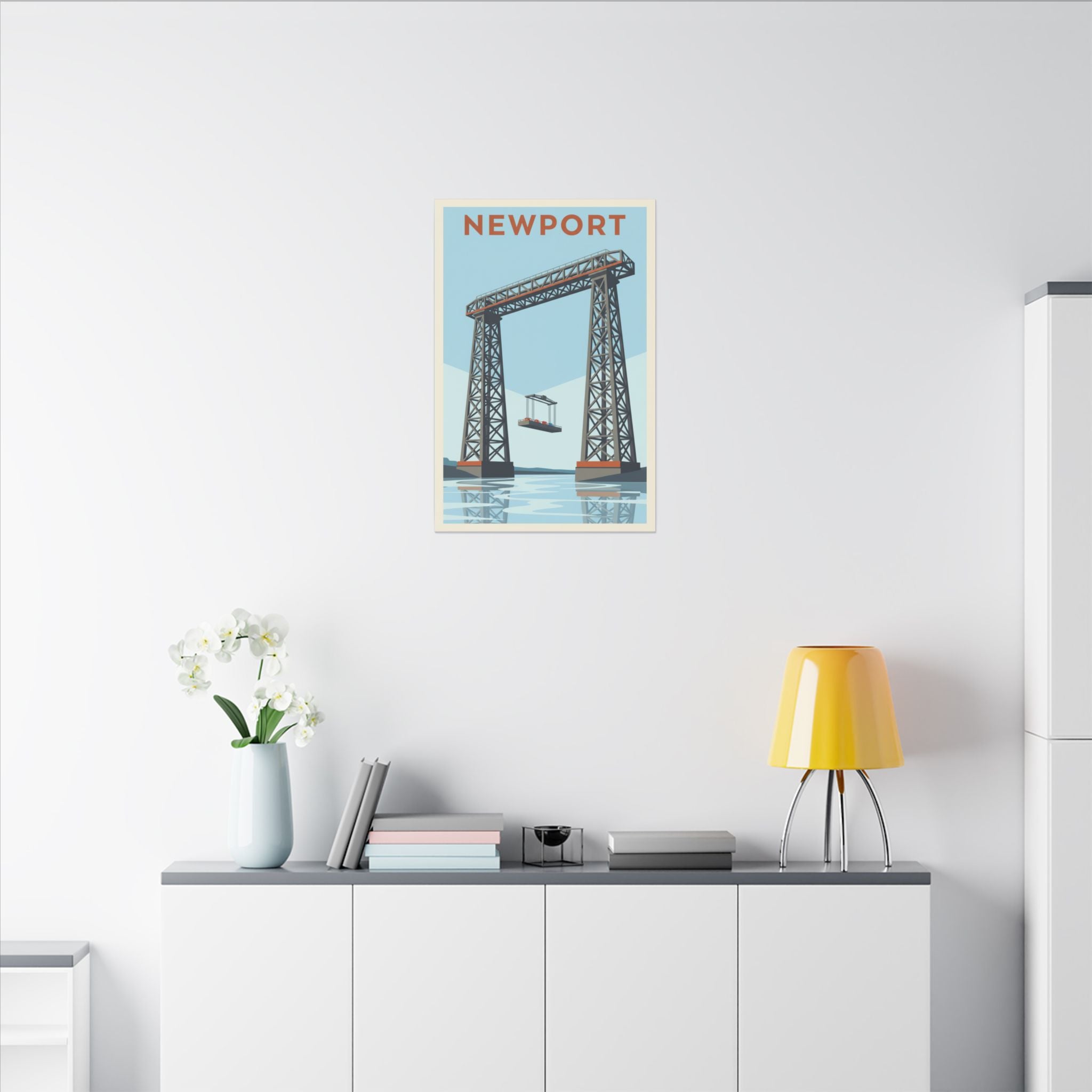 Newport Aerial Tram Matte Canvas Print  Vintage Coastal Wall Art