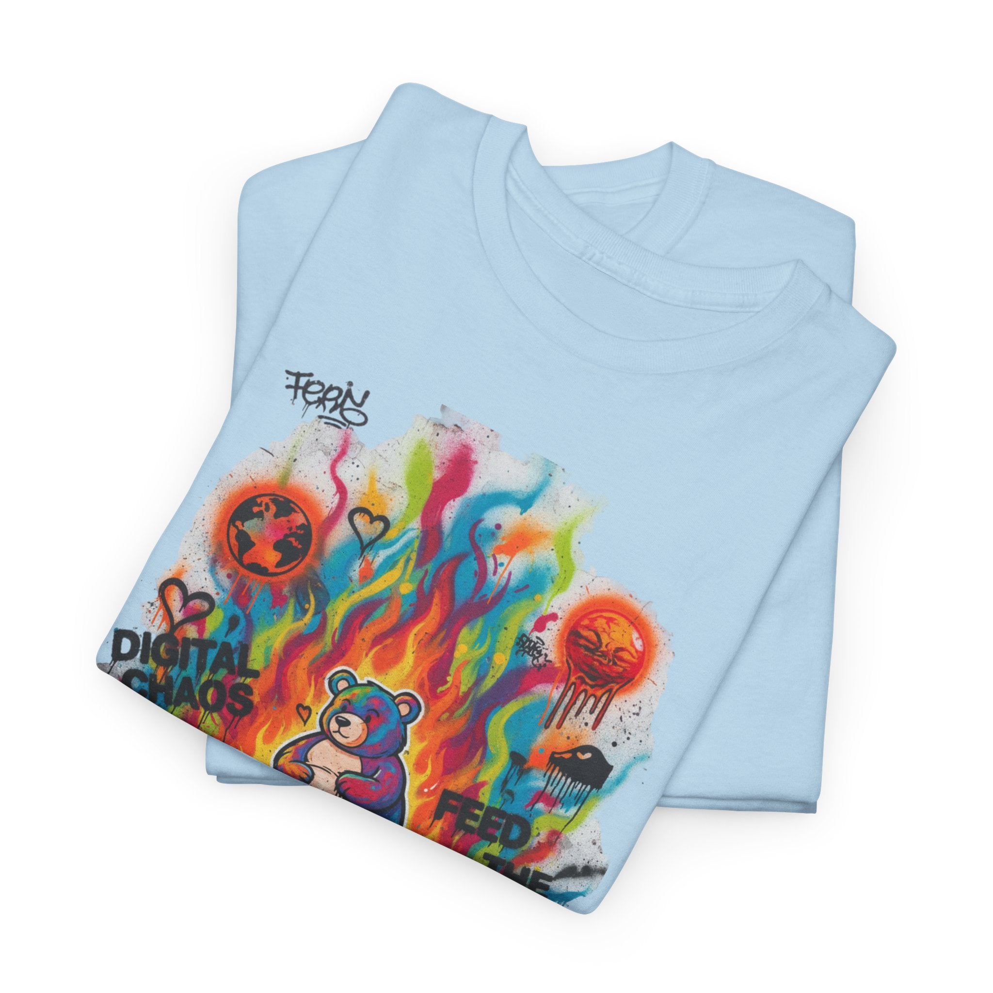 Colourful Cat Bonfire Graphic Tee