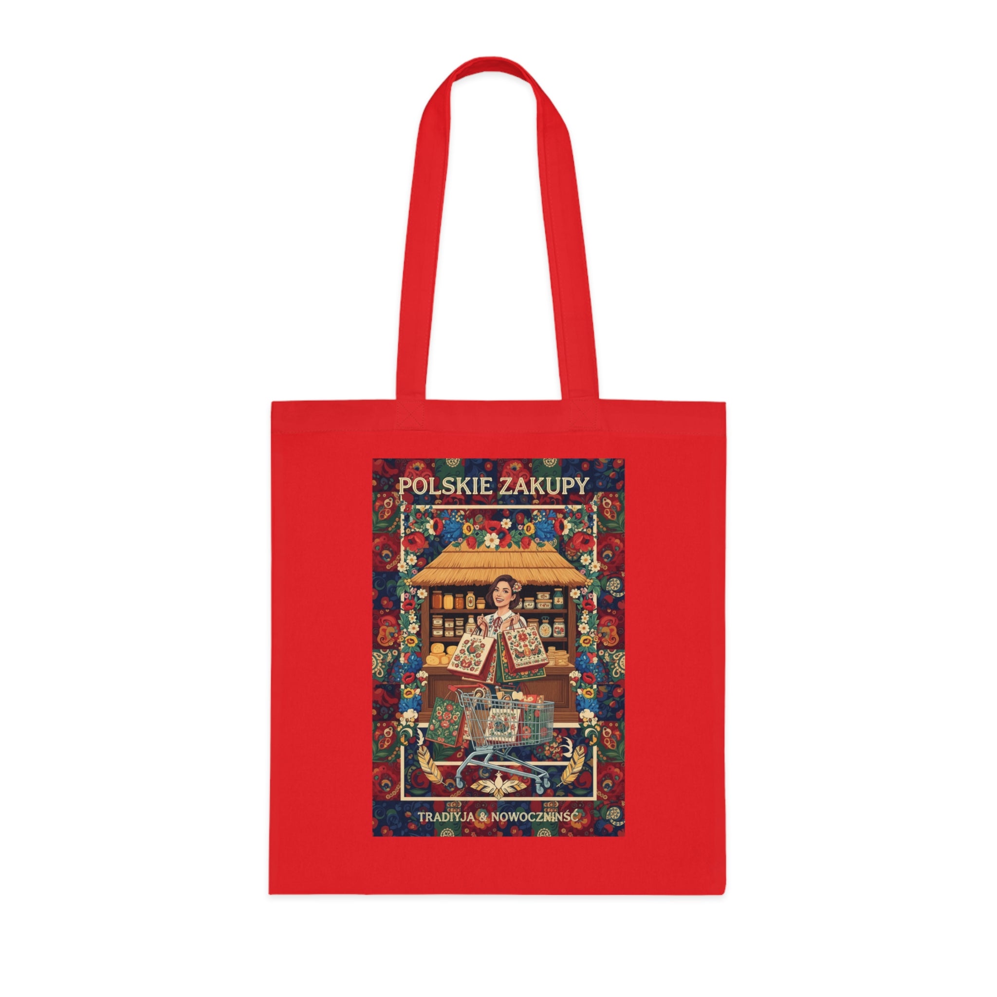 Polskie Zakupy Vintage Market Tote — Polish Folk Art Cotton Bag