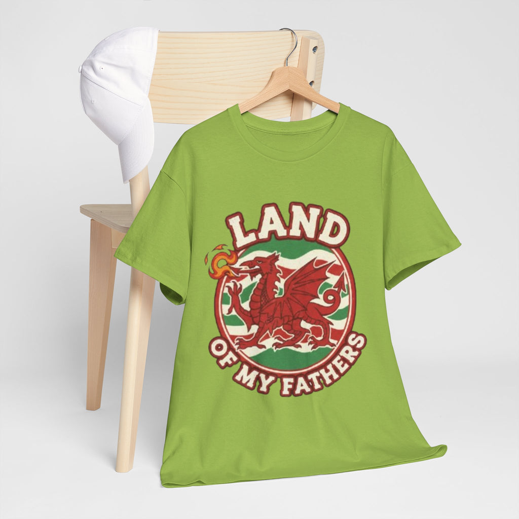 Land of My Fathers T‑Shirt — Welsh Dragon Vintage Crest Tee