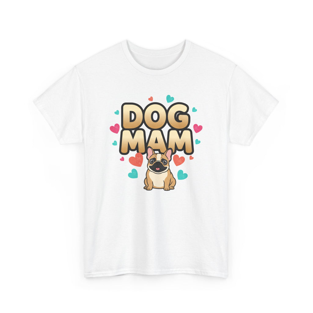 Dog Mom T-Shirt — Cute Pug Design with Hearts, Perfect Gift for Dog Lovers