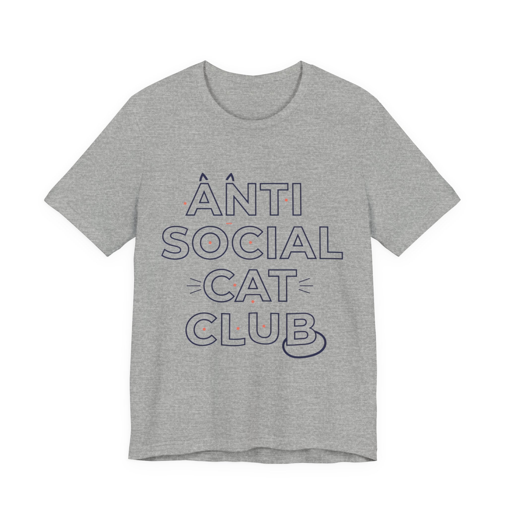 Outline 'ANTI SOCIAL CAT CLUB' Typography Tee | hollow font, minimalist outline text shirt