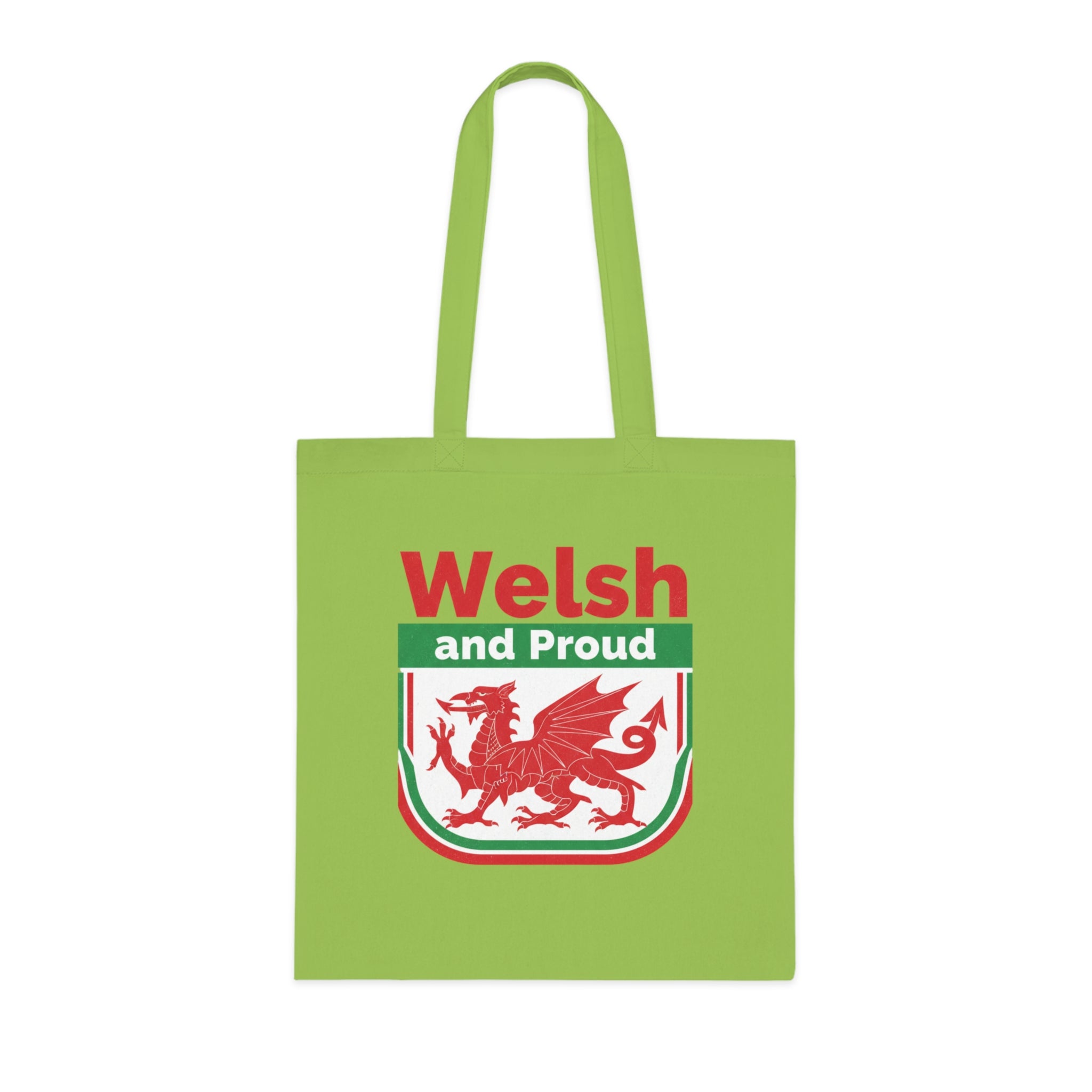 Welsh and Proud Tote Bag — Cotton Reusable Shopping Tote with Red Dragon Design