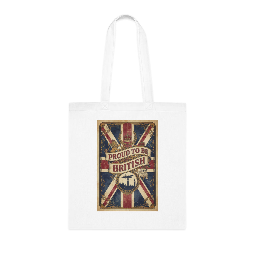 Proud to Be British Cotton Tote Bag — Union Jack Retro Flag Shopper