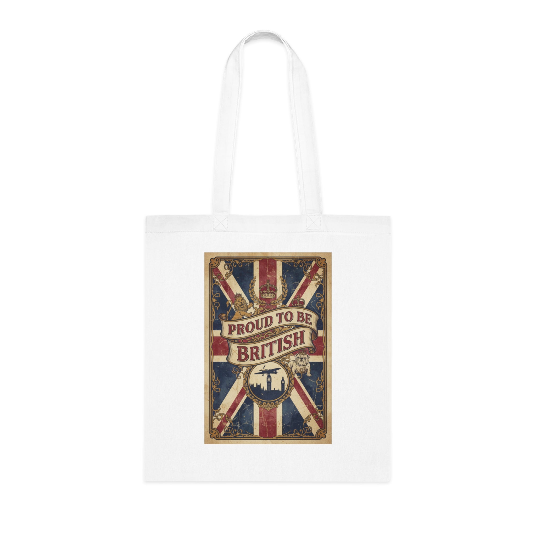 Proud to Be British Cotton Tote Bag — Union Jack Retro Flag Shopper