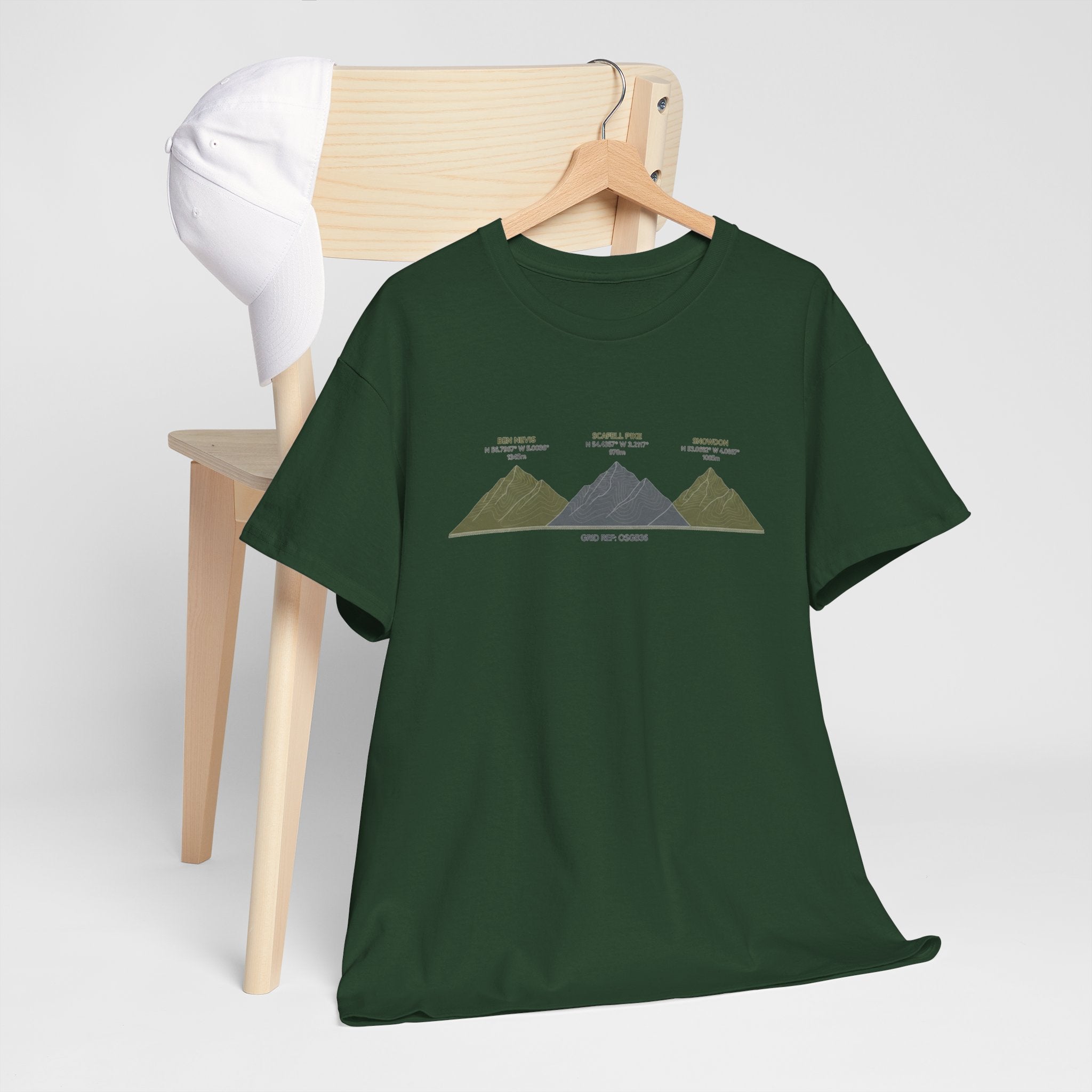 Three Peaks Challenge Graphic T-Shirt — Retro UK Mountain Hiking Tee