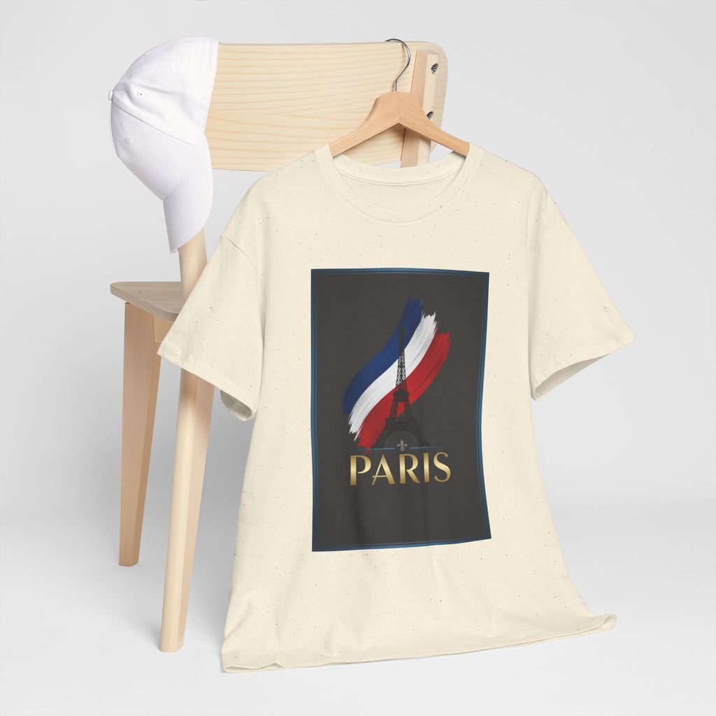 Paris Tricolor Graphic Tee — French Flag Brushstroke T-Shirt