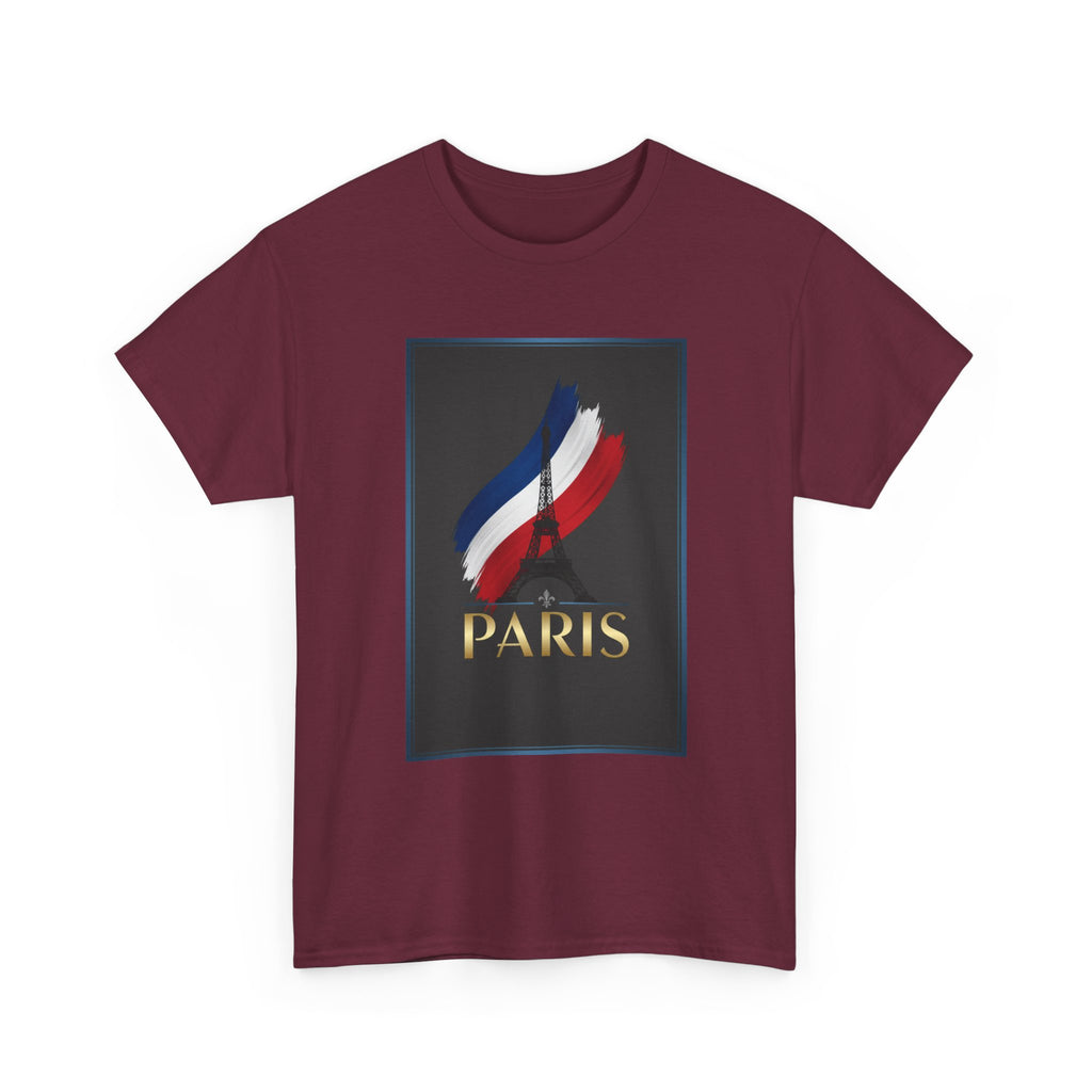 Paris Tricolor Graphic Tee — French Flag Brushstroke T-Shirt