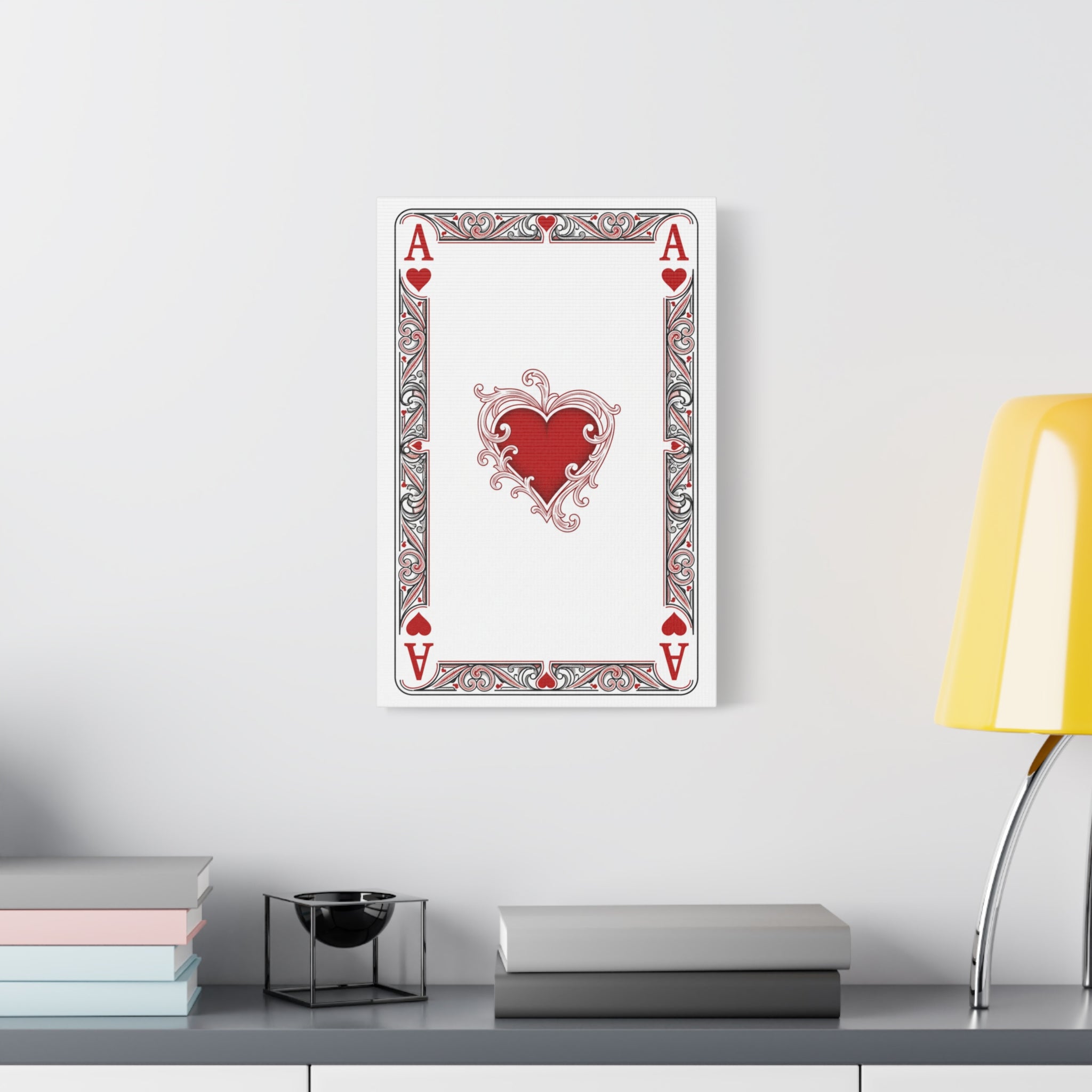 Ace of Hearts Canvas Wall Art — Romantic Playing Card Print