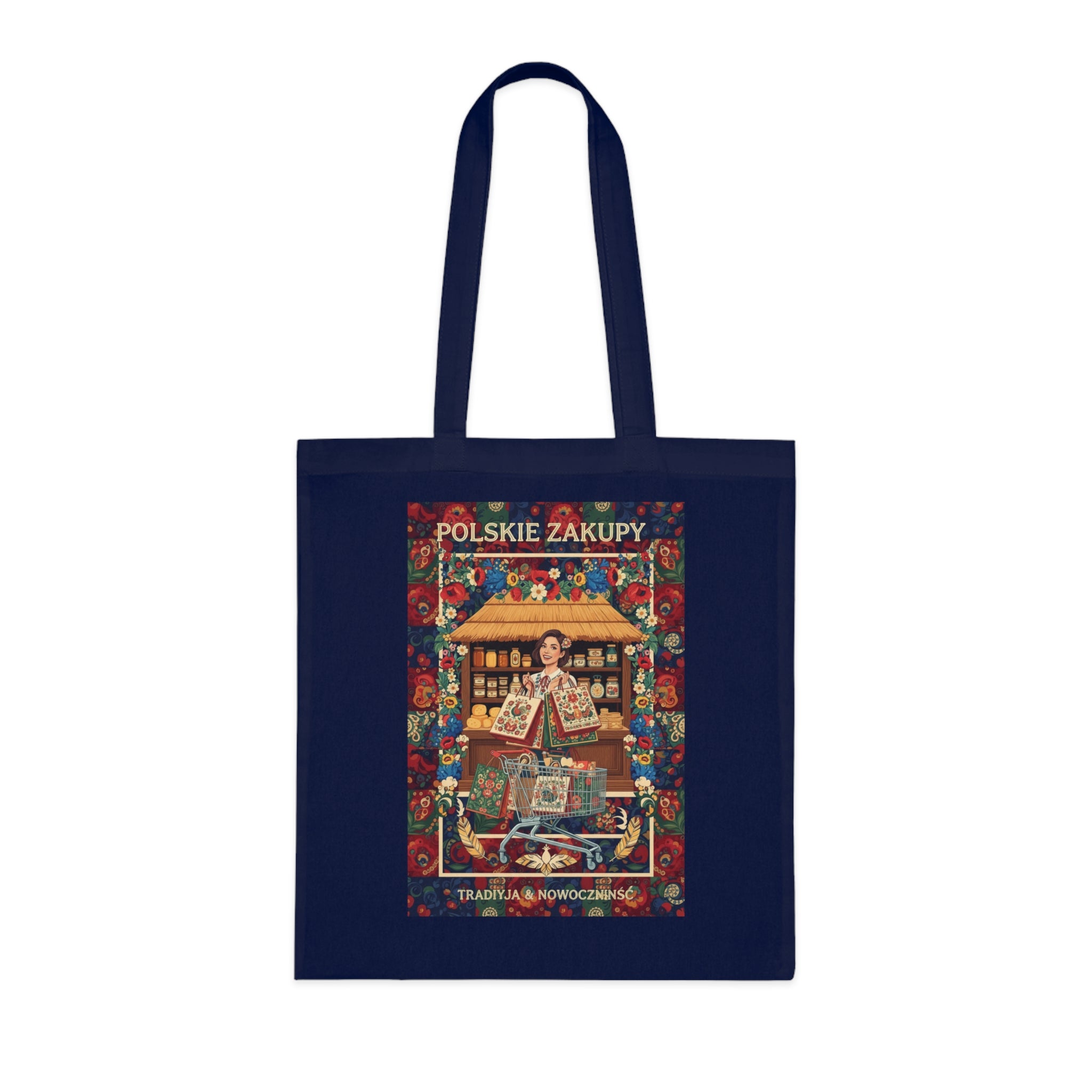 Polskie Zakupy Vintage Market Tote — Polish Folk Art Cotton Bag