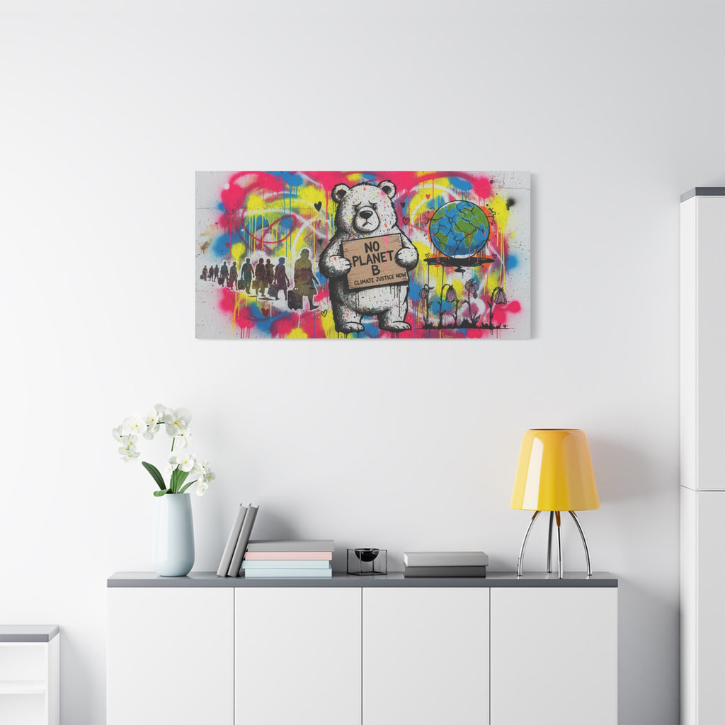 No Planet B Polar Bear Matte Canvas Wall Art — Climate Justice Stretched Canvas