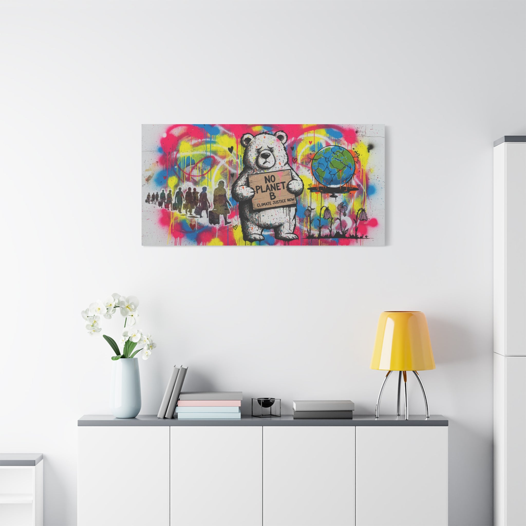 No Planet B Polar Bear Matte Canvas Wall Art — Climate Justice Stretched Canvas