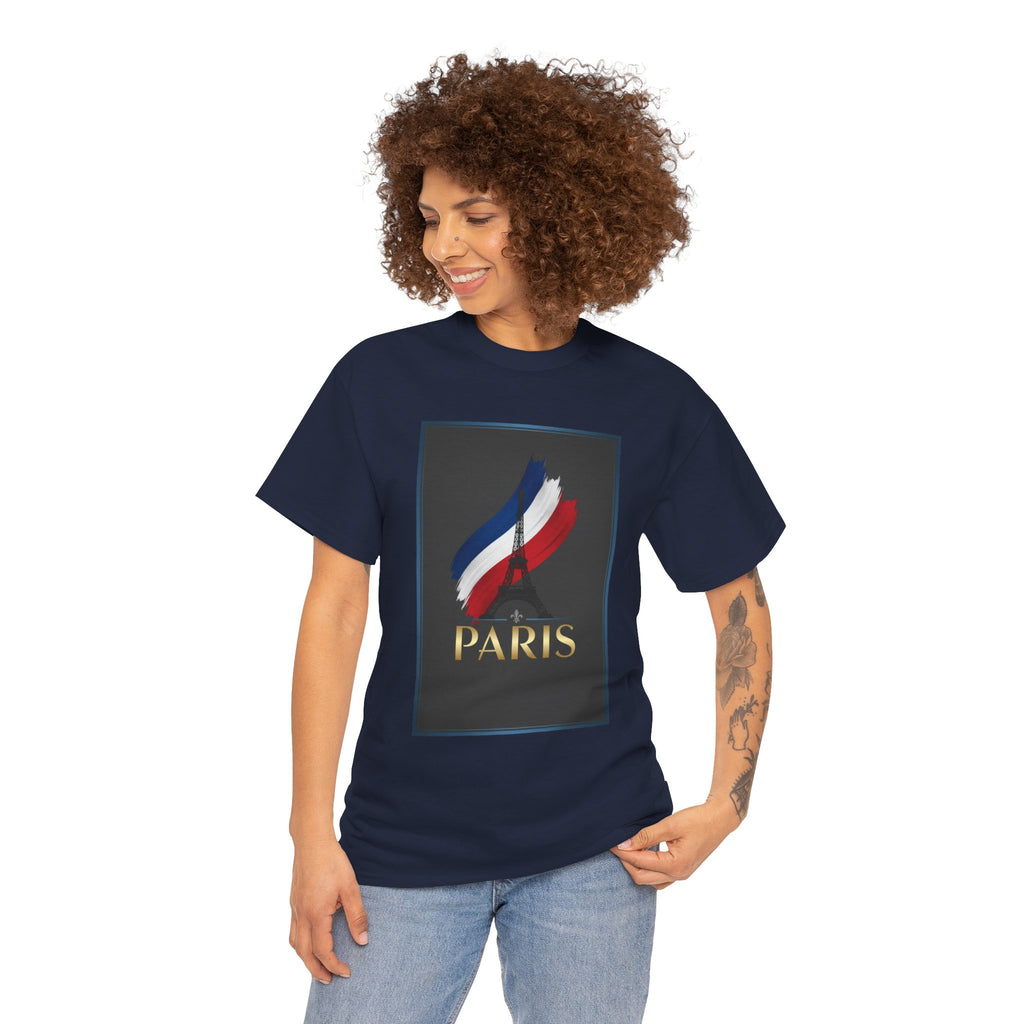Paris Tricolor Graphic Tee — French Flag Brushstroke T-Shirt