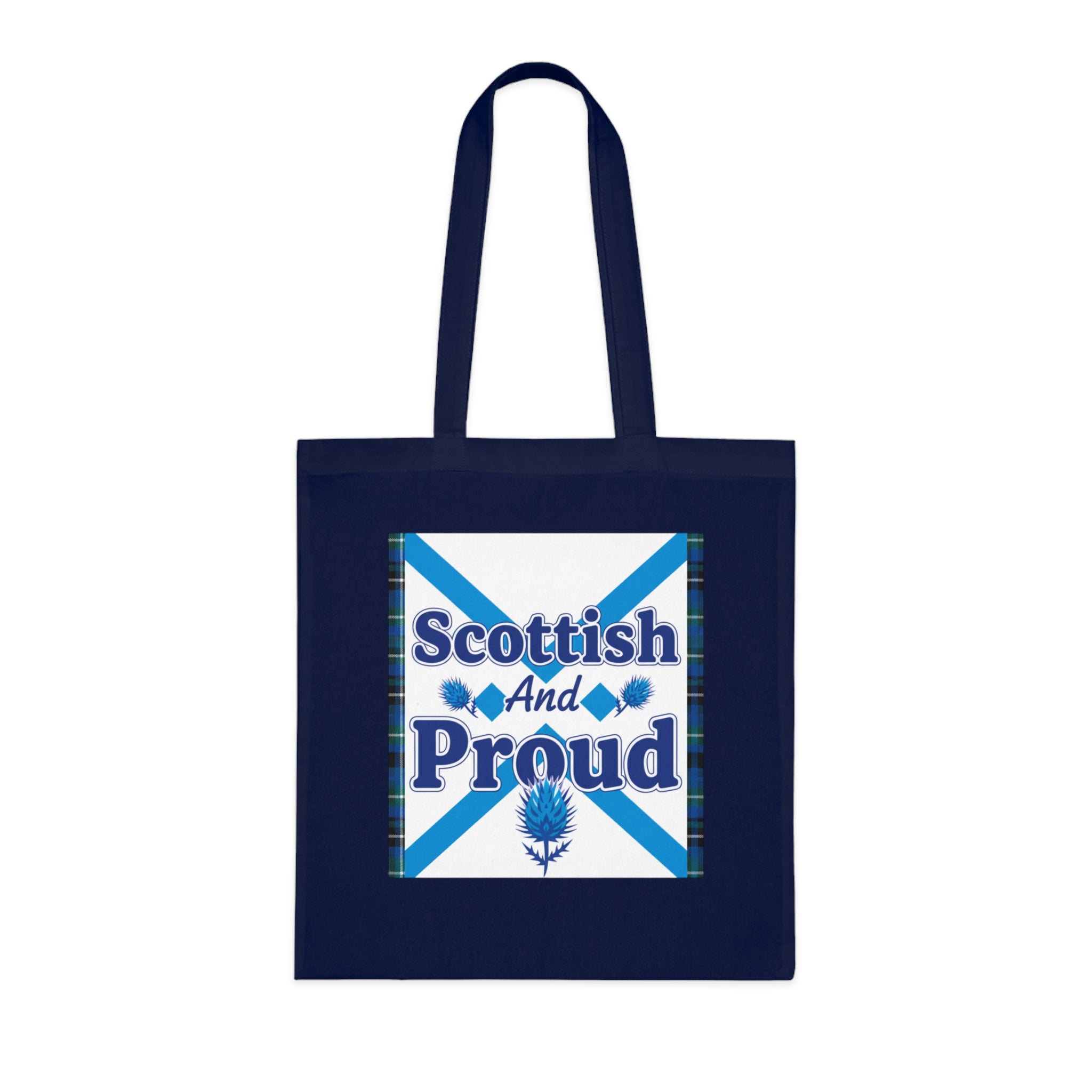 Scottish and Proud Tote Bag — Scottish Flag Cotton Tote with Thistle Design