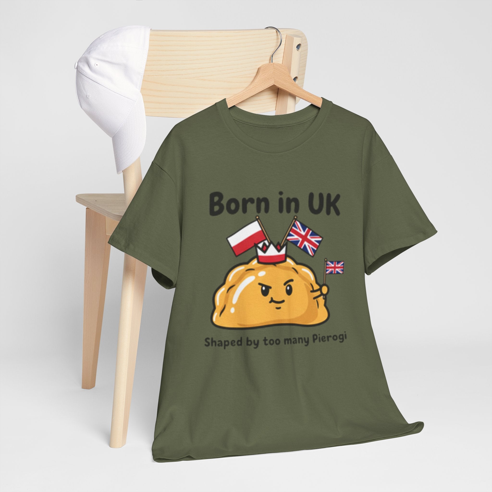 Born in UK Pierogi T‑Shirt — Funny Polish‑British Pride Tee