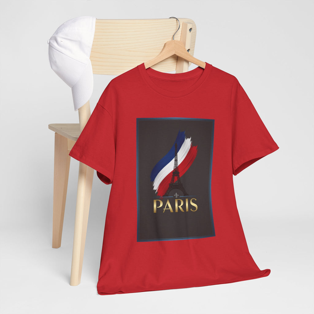 Paris Tricolor Graphic Tee — French Flag Brushstroke T-Shirt