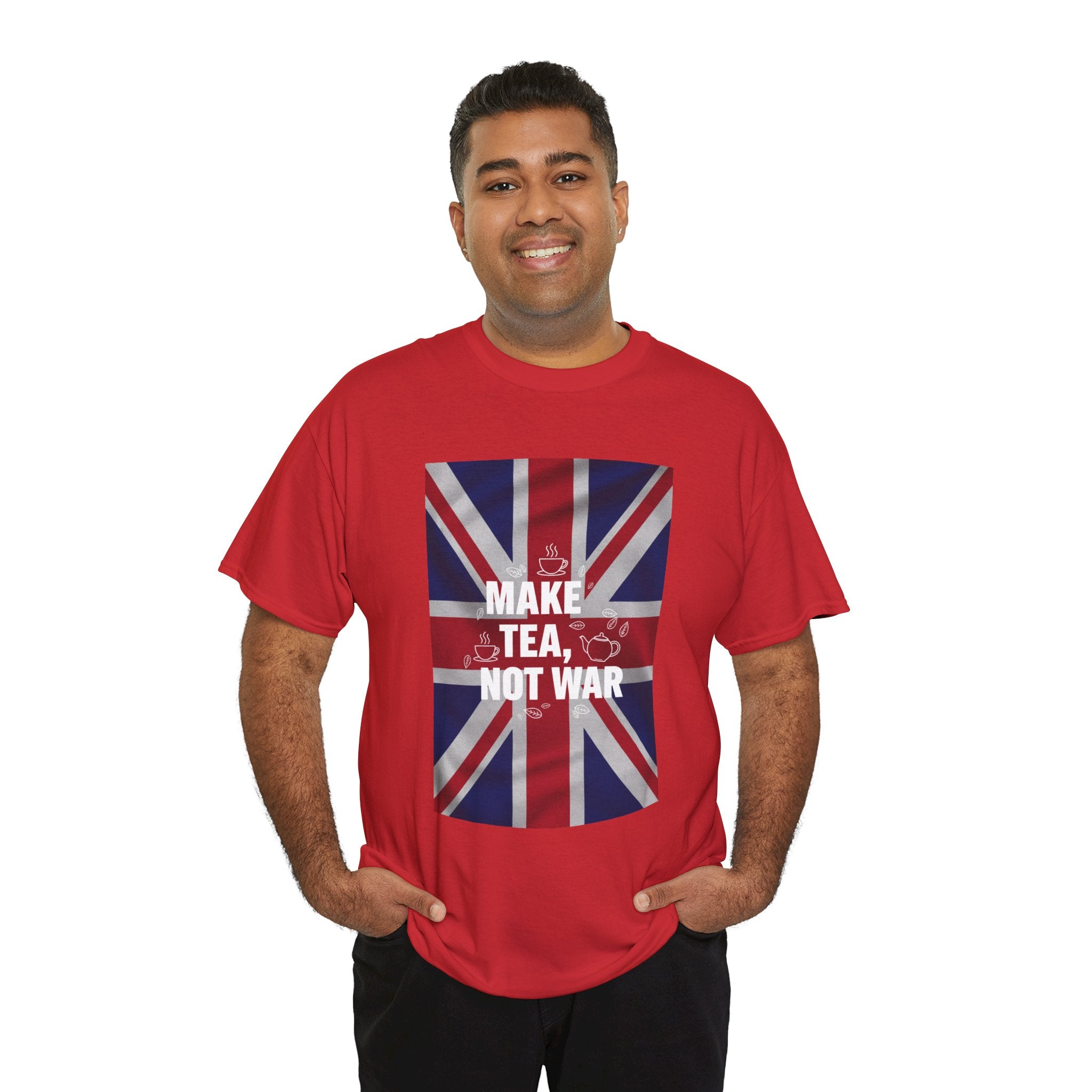 Make Tea, Not War T-Shirt — British Flag Peace Tea Tee