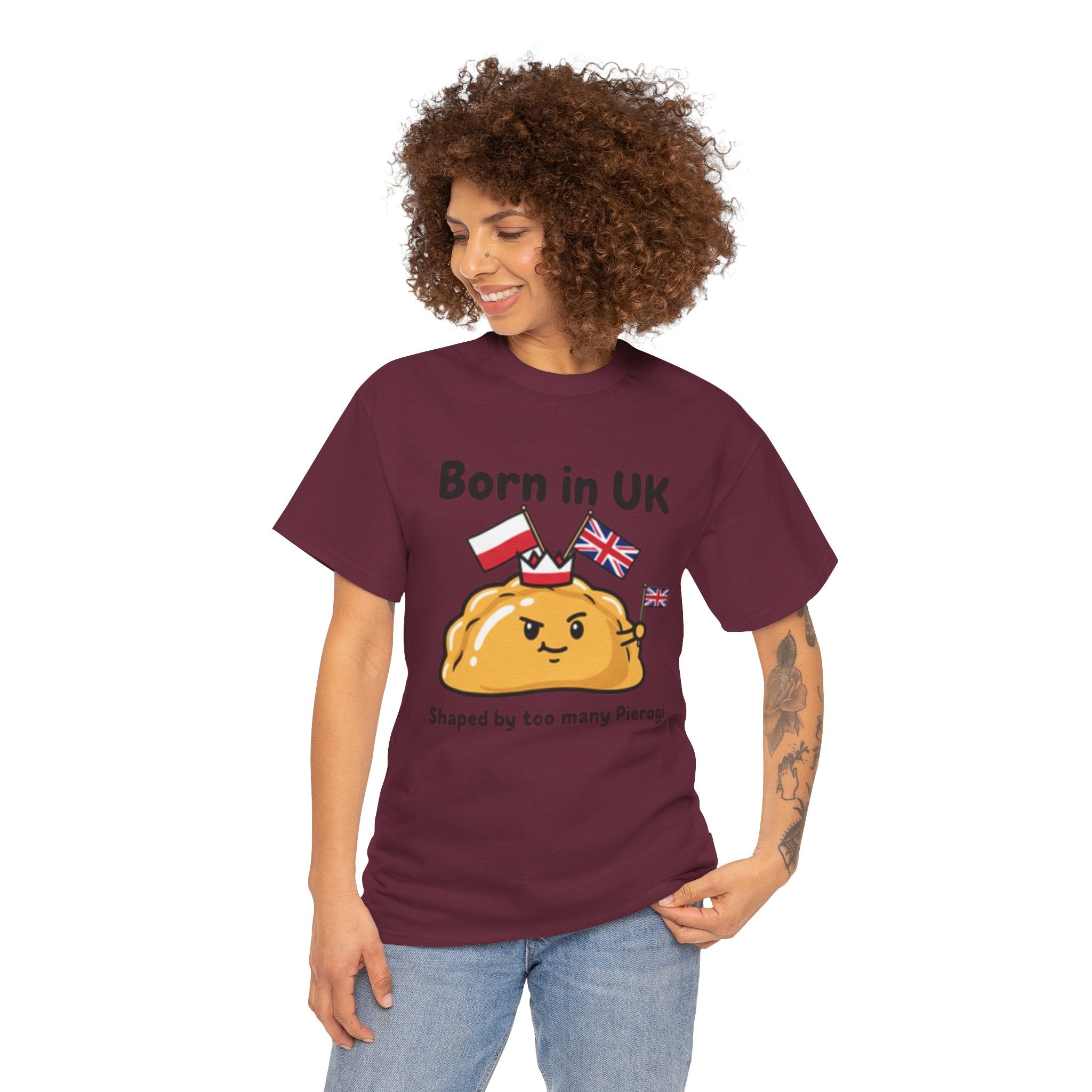 Born in UK Pierogi T‑Shirt — Funny Polish‑British Pride Tee
