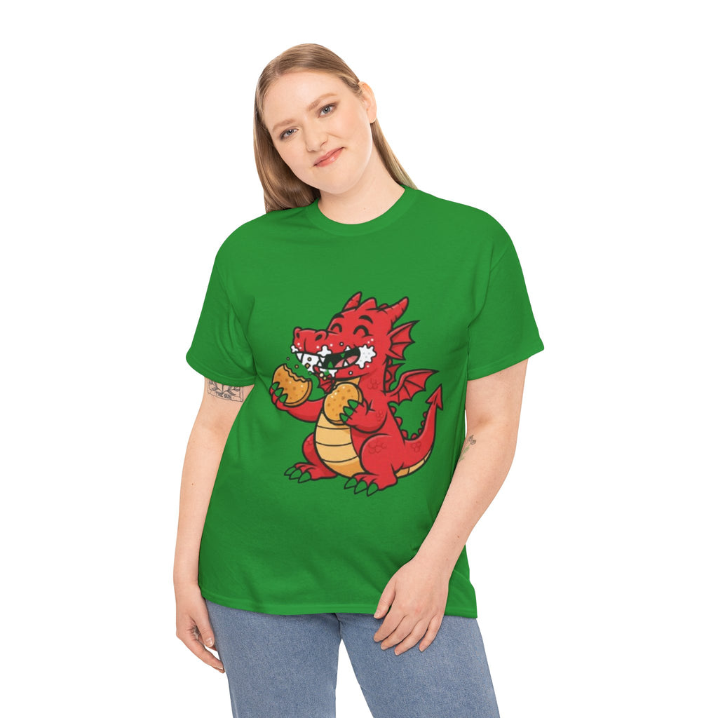Red Dragon Eating Tacos T-Shirt — Cute Cartoon Taco Lover Tee