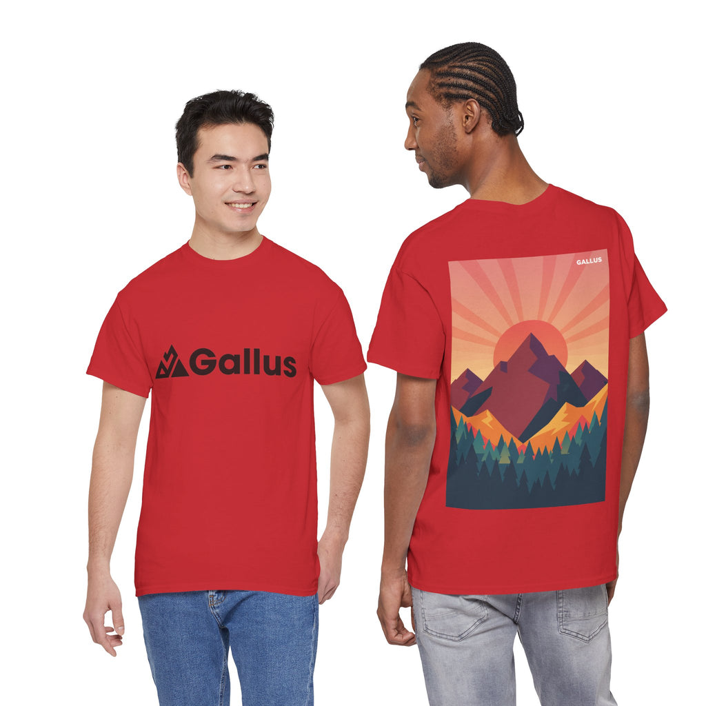 T-Shirt — Gallus Mountain Graphic Tee (Sunrise Landscape Back Print)