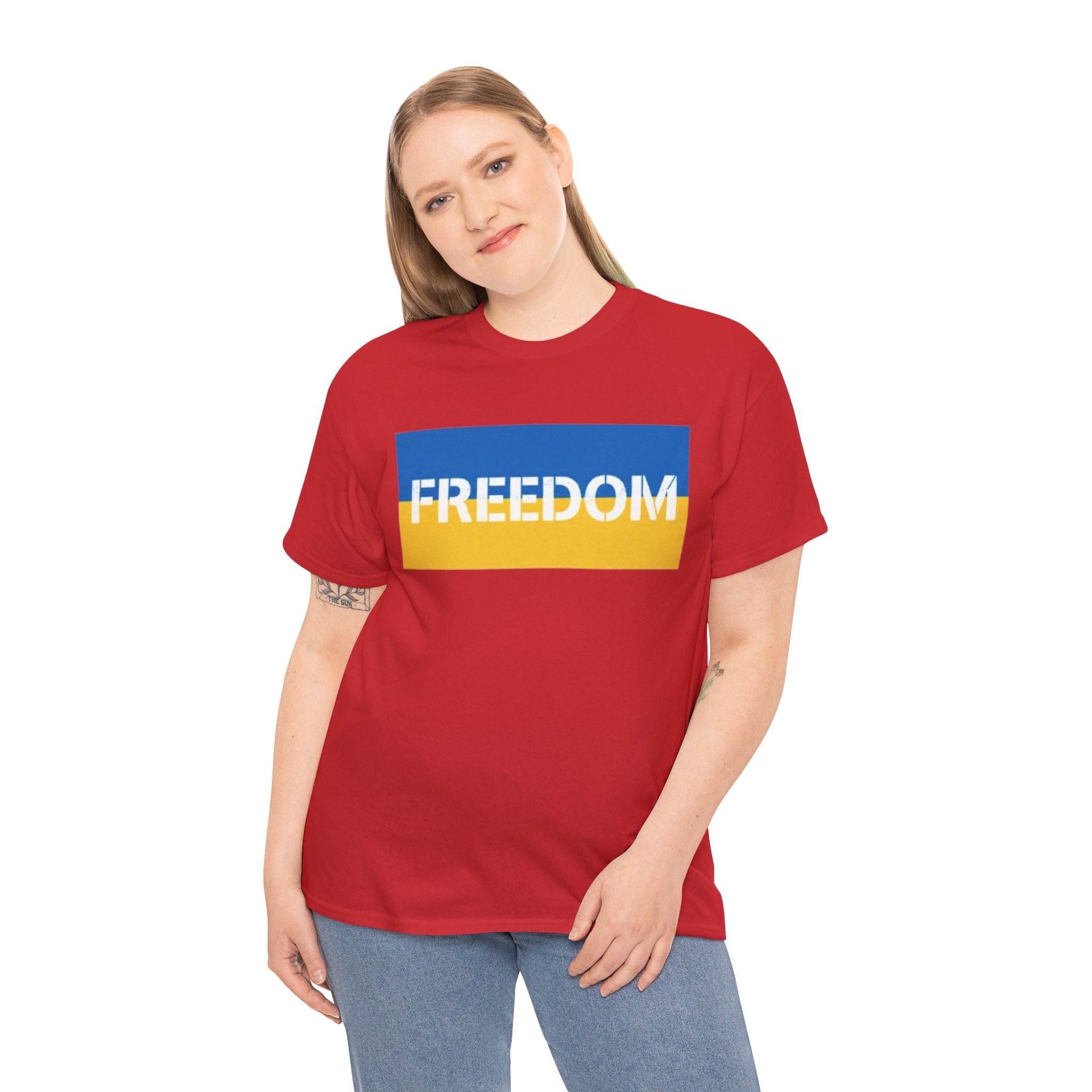 Freedom Flag T‑Shirt — Blue & Yellow Freedom Graphic Tee
