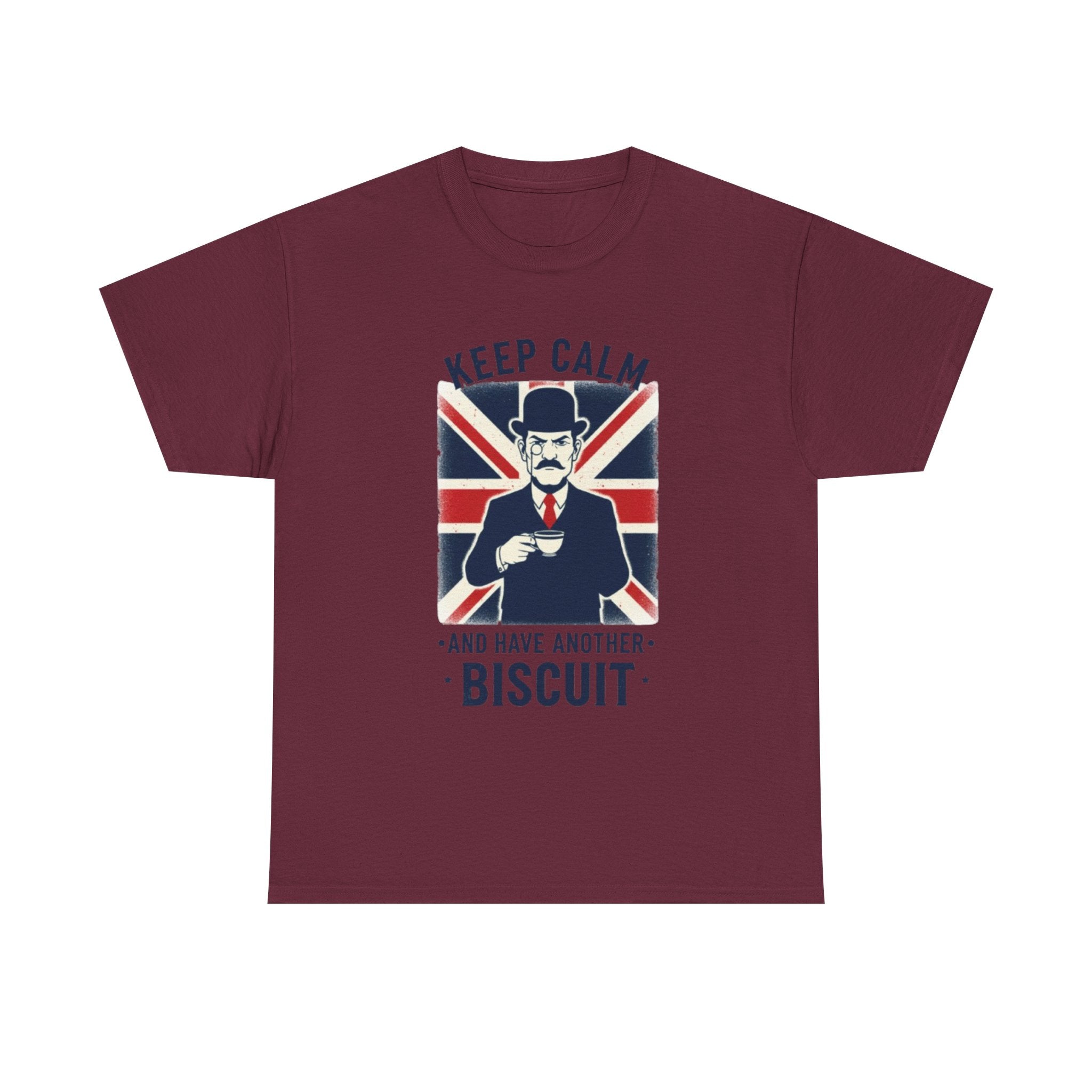 Keep Calm and Have Another Biscuit T‑Shirt - British Union Jack Tea Humor