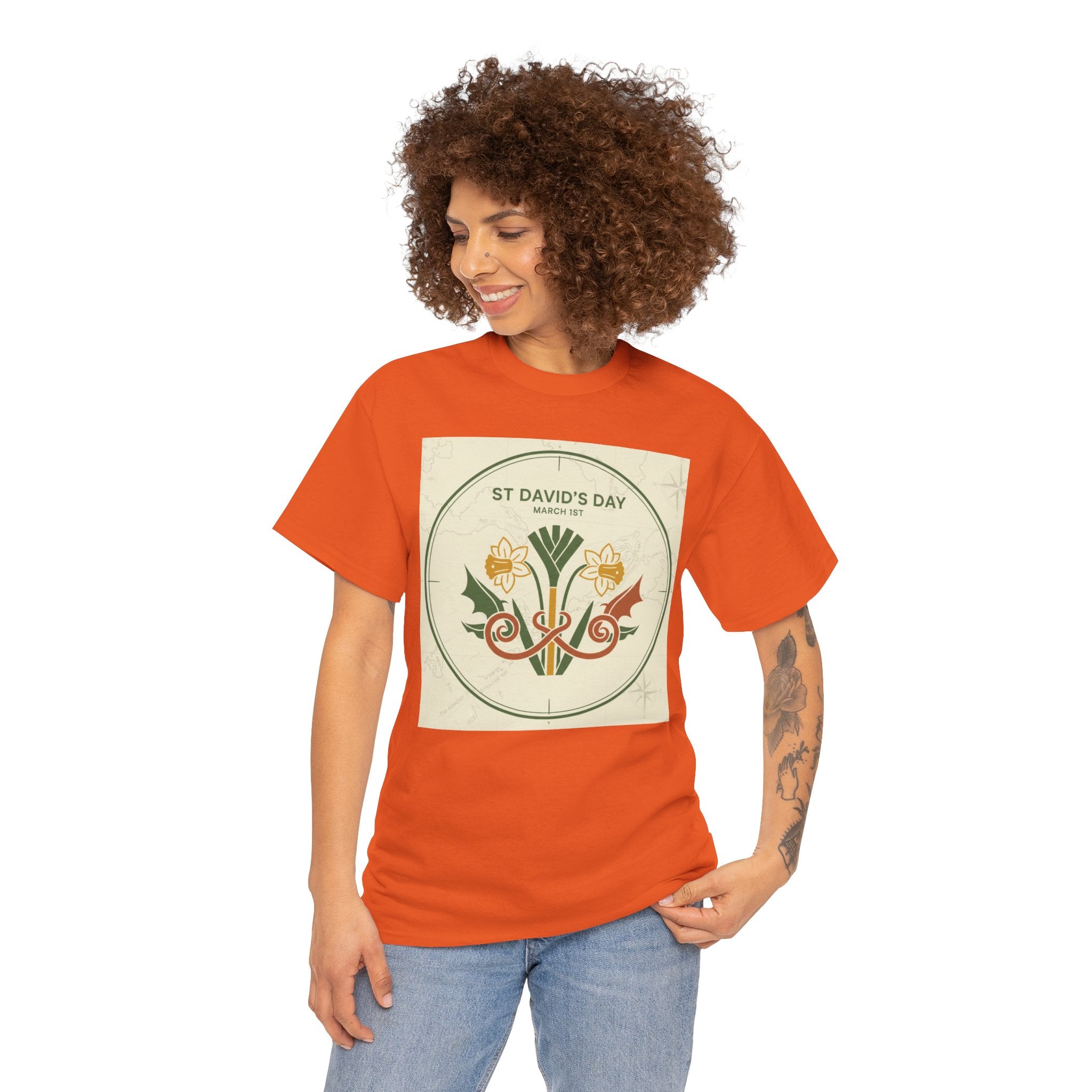 St. David's Day Floral Tee — Welsh Daffodil & Leek Celebration Shirt