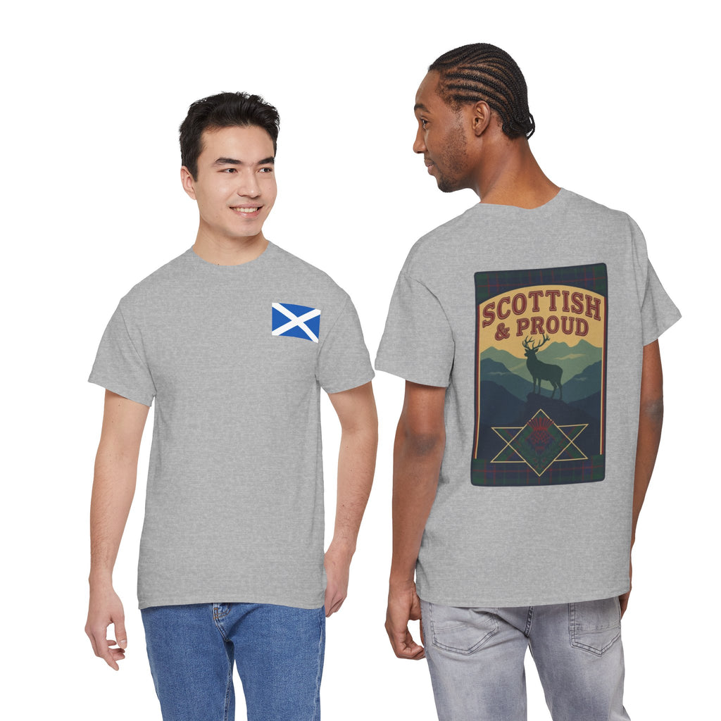 Scottish & Proud T‑Shirt — Retro Stag Scotland Flag Tee