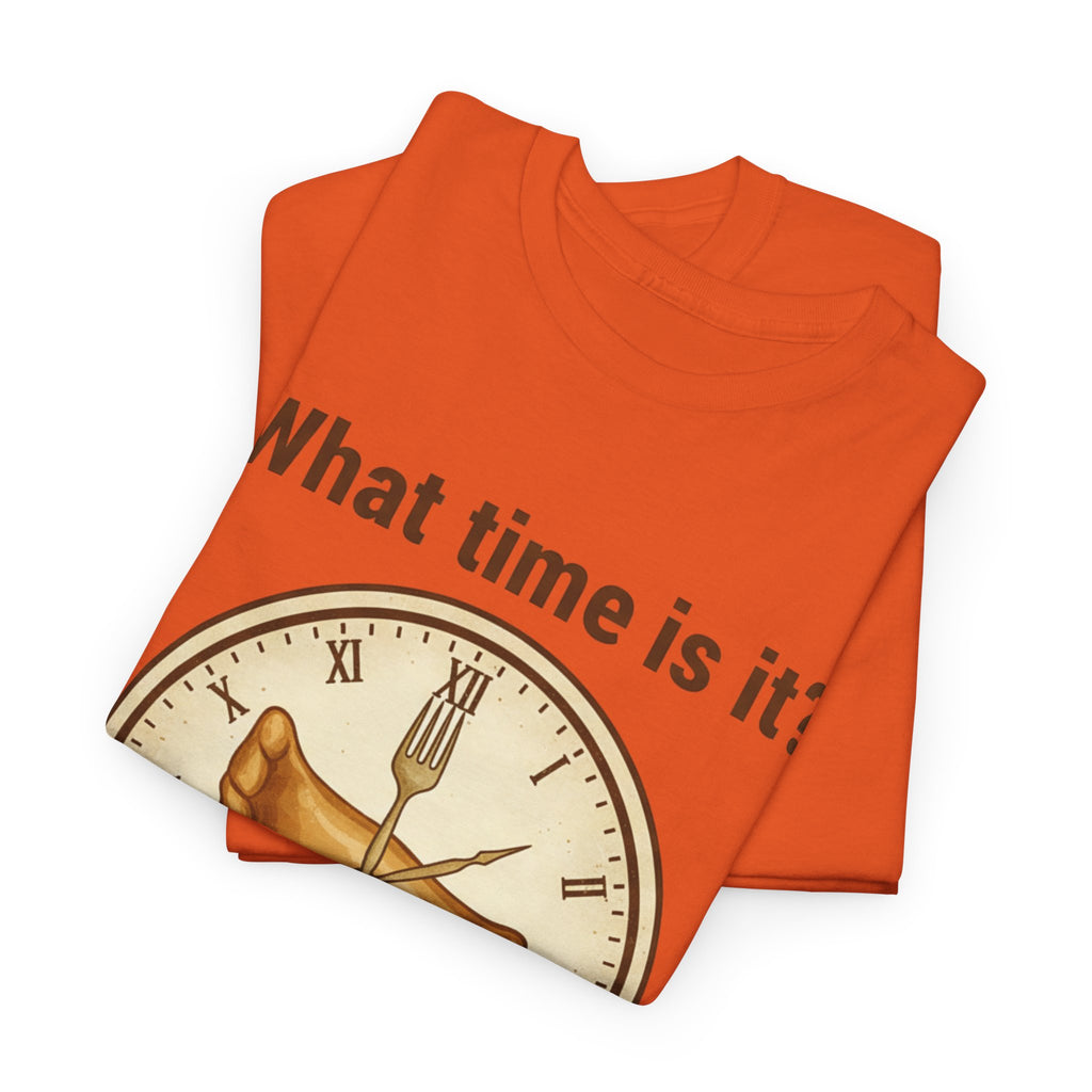 Pierogi Time T‑Shirt — "What time is it? Pierogi time!" Vintage Clock Food Tee