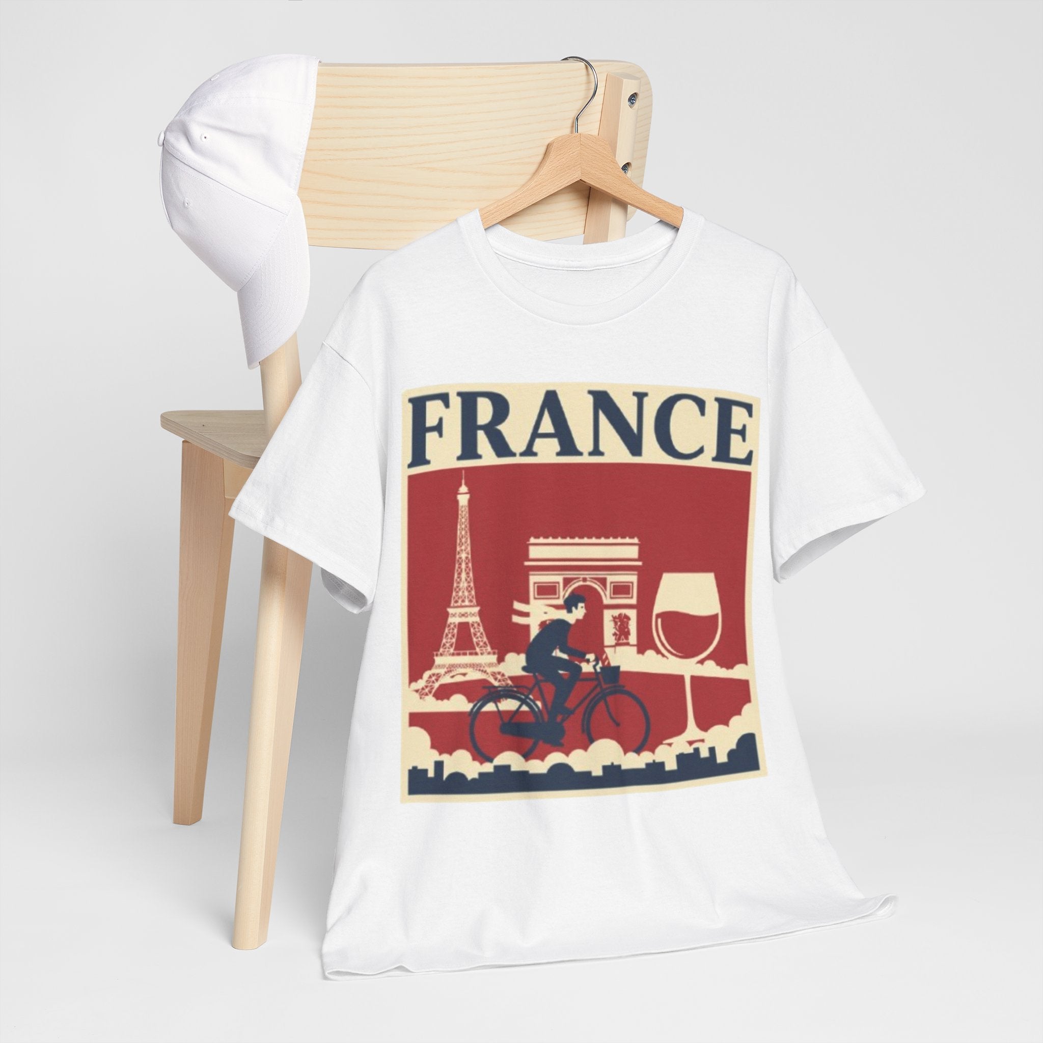 France Vintage Travel Tee — Eiffel Tower, Arc de Triomphe & Wine Graphic T-Shirt