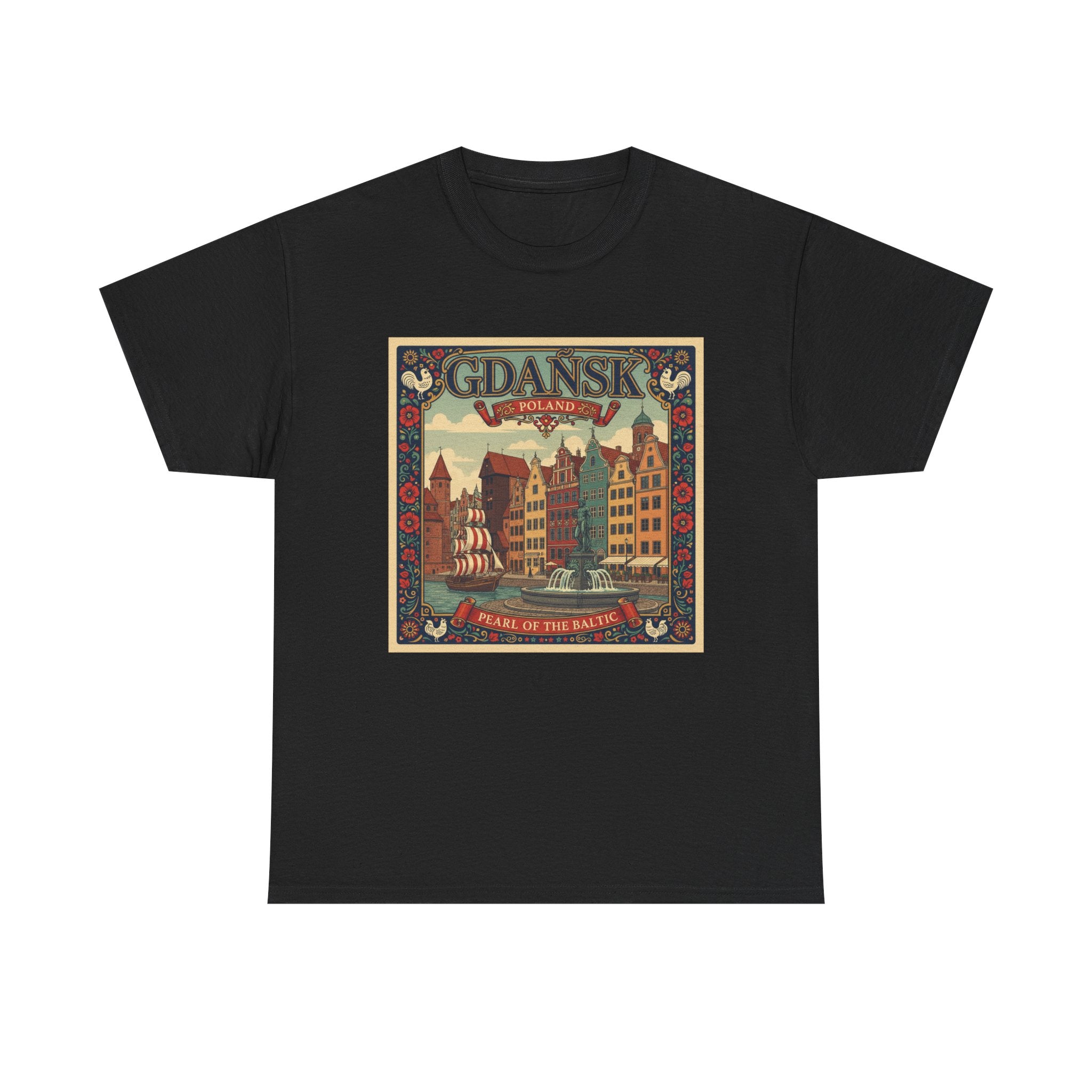 Gdańsk Vintage Travel Tee – Polish Harbor Retro Poster T‑Shirt
