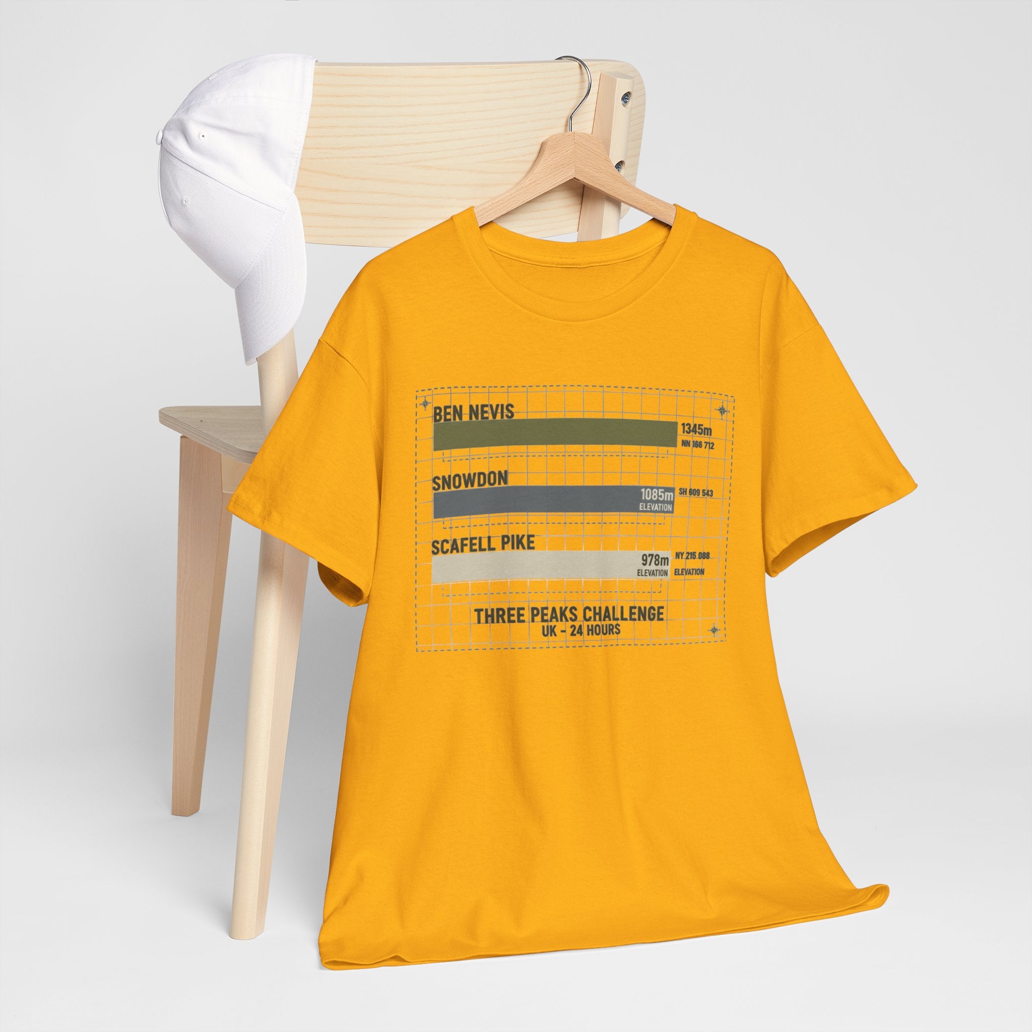 Three Peaks Challenge Graphic T-Shirt — Retro UK Mountain Hiking Tee