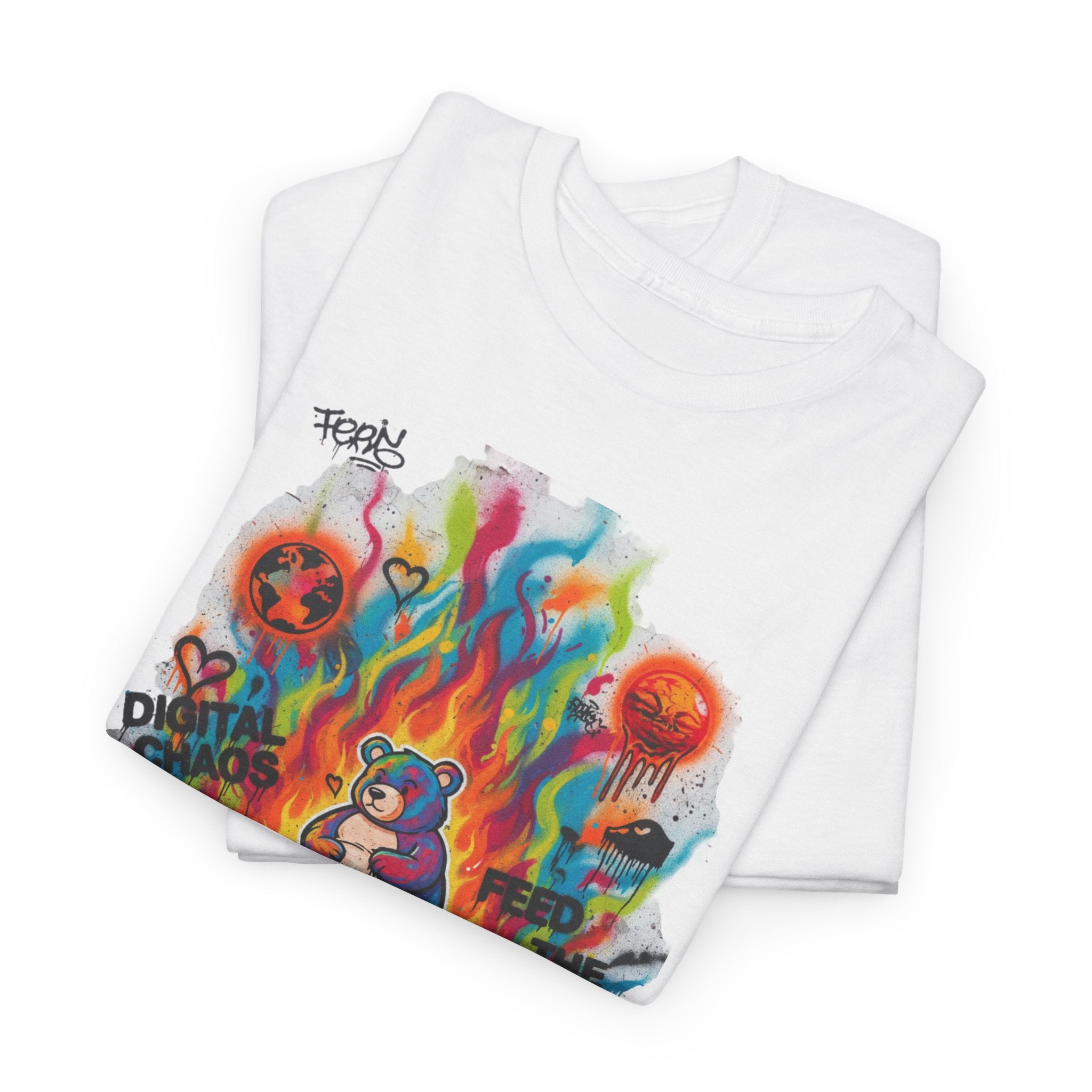 Colourful Cat Bonfire Graphic Tee