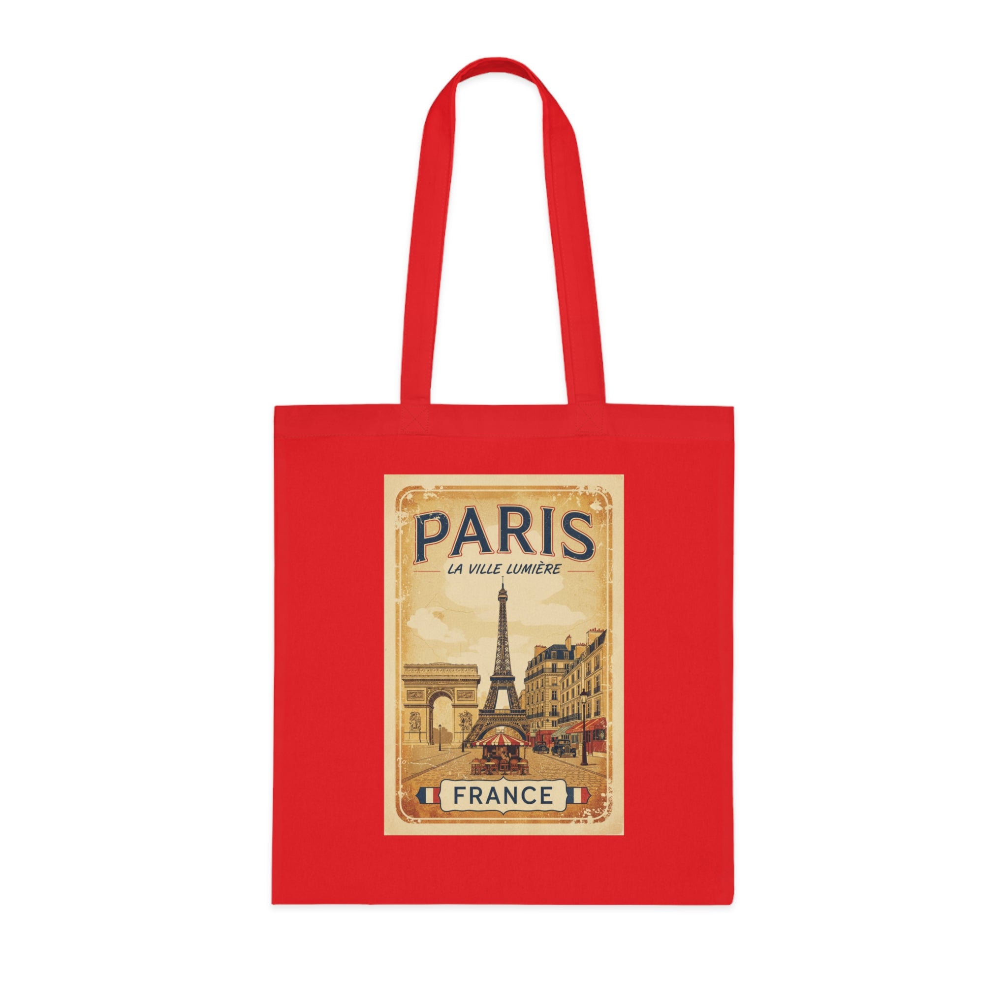Paris Vintage Poster Cotton Tote Bag – Eiffel Tower France Travel Market Tote