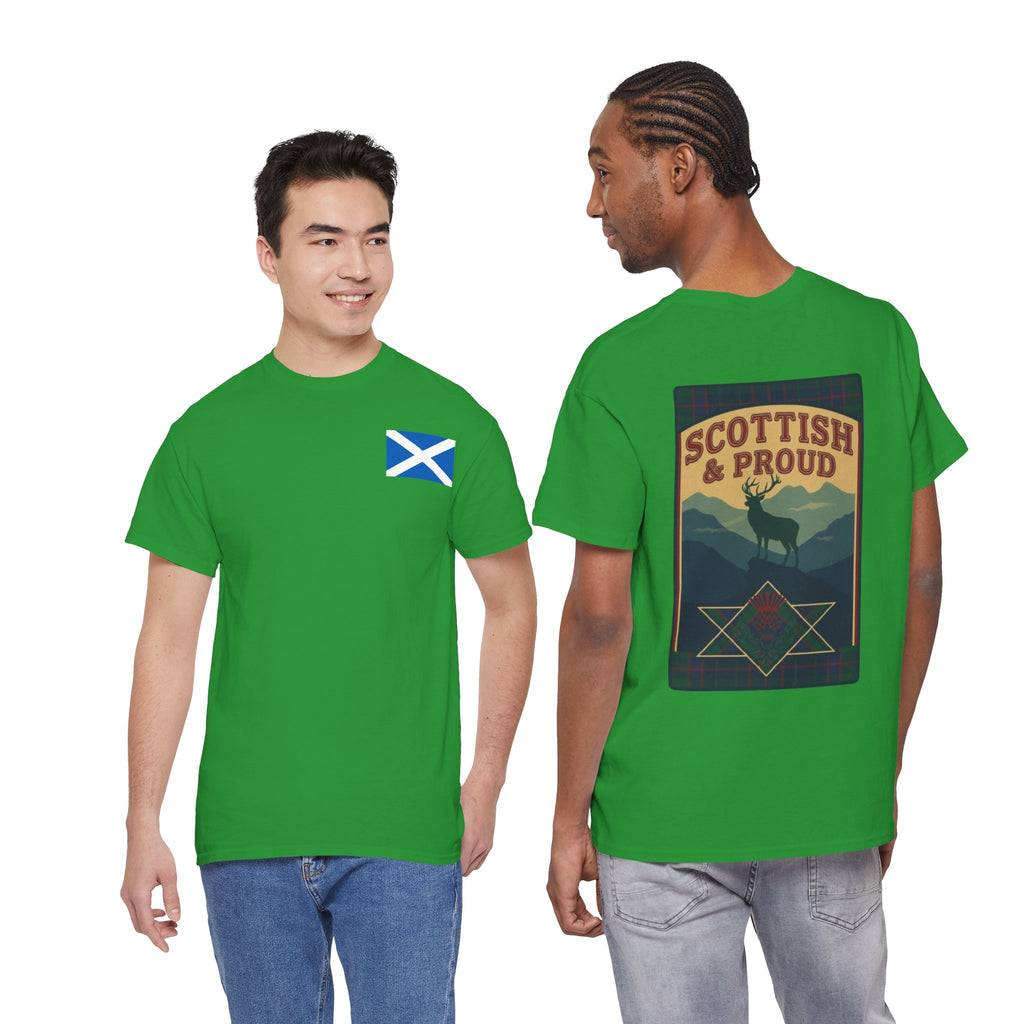 Scottish & Proud T‑Shirt — Retro Stag Scotland Flag Tee