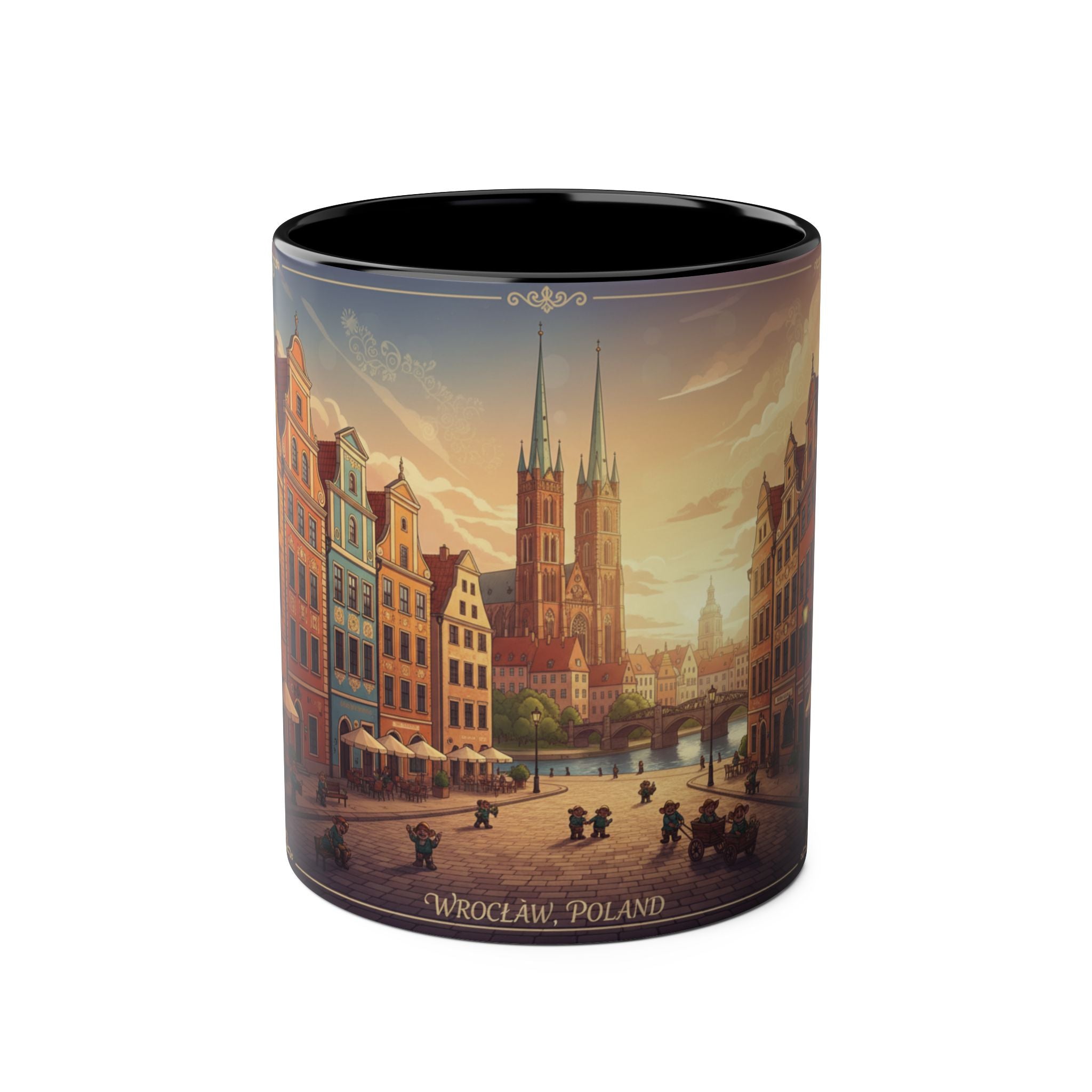 Wrocław Vintage Cityscape Mug — 11oz Two-Tone Coffee Cup