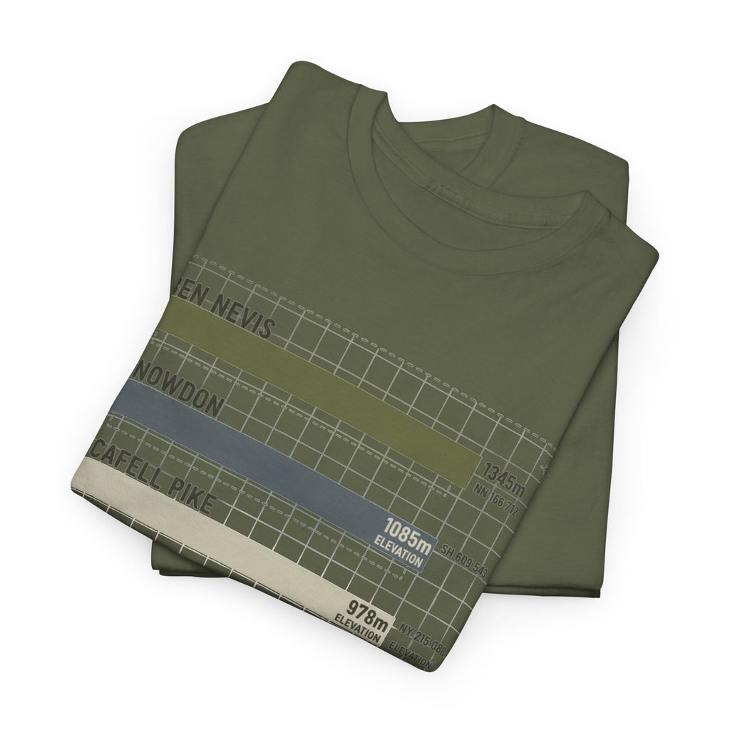 Three Peaks Challenge Graphic T-Shirt — Retro UK Mountain Hiking Tee