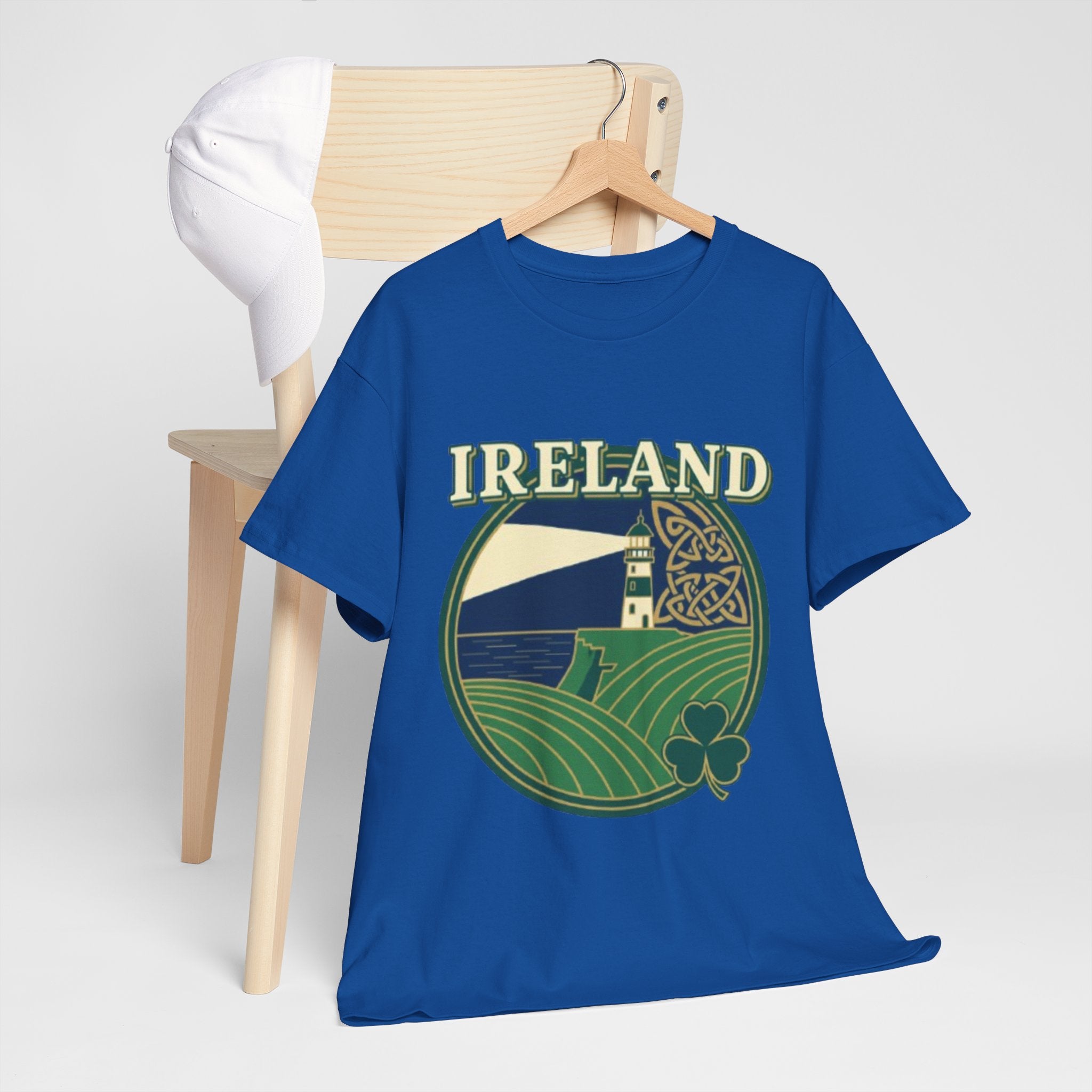Ireland Scenic Tee — Celtic Lighthouse & Shamrock Graphic T-Shirt