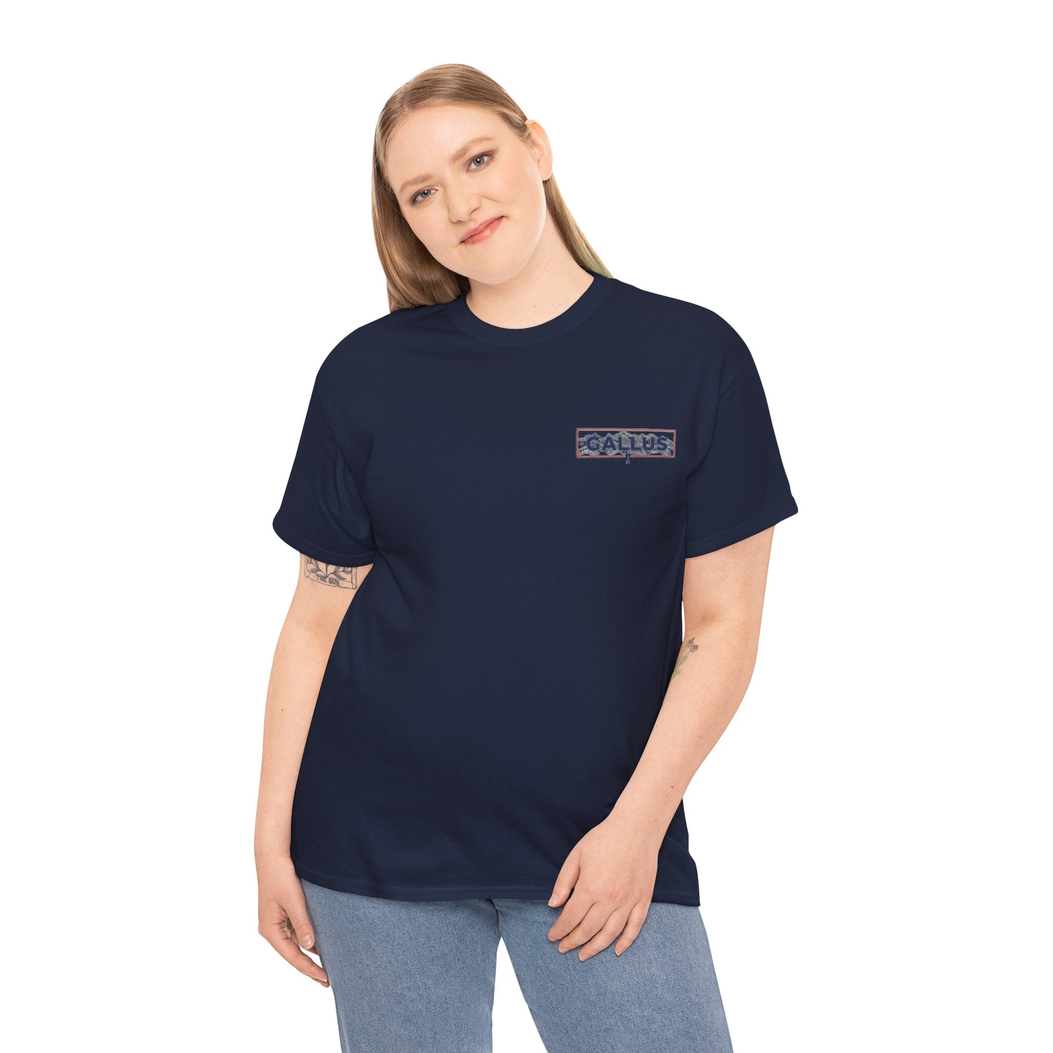 Gallus Logo Tee — Minimal Chest Patch White T-Shirt
