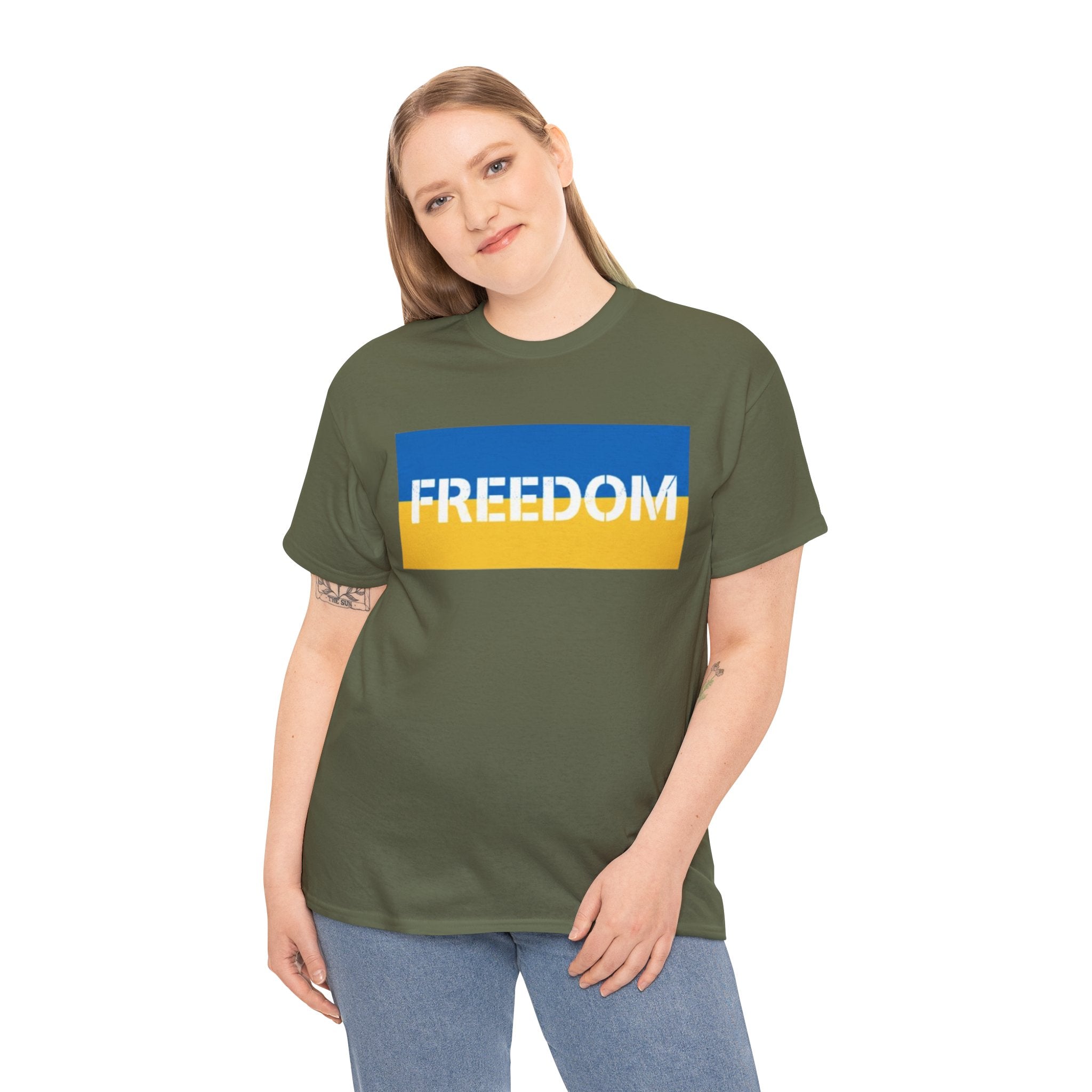 Freedom Flag T‑Shirt — Blue & Yellow Freedom Graphic Tee