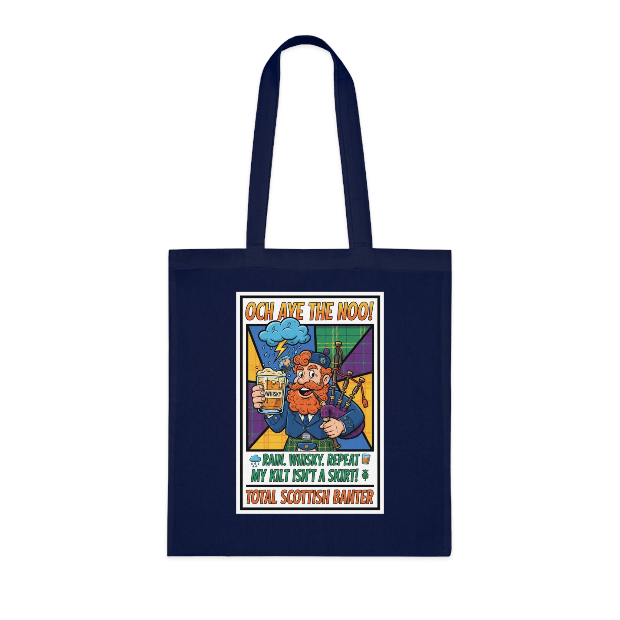 Tote Bag — "Och Aye The Noon!" Scottish Barber Cartoon Tote