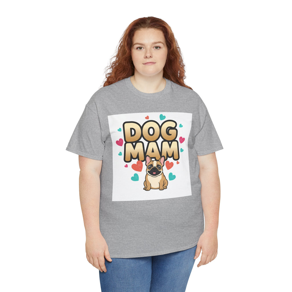 Dog Mom T-Shirt — Cute Pug Design with Hearts, Perfect Gift for Dog Lovers