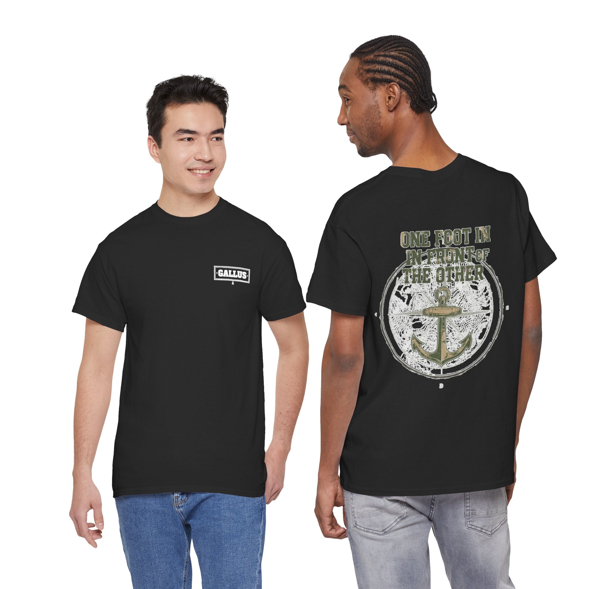 T-Shirt — Anchor Graphic “One Foot In Front Of The Other” Motivational Nautical Tee